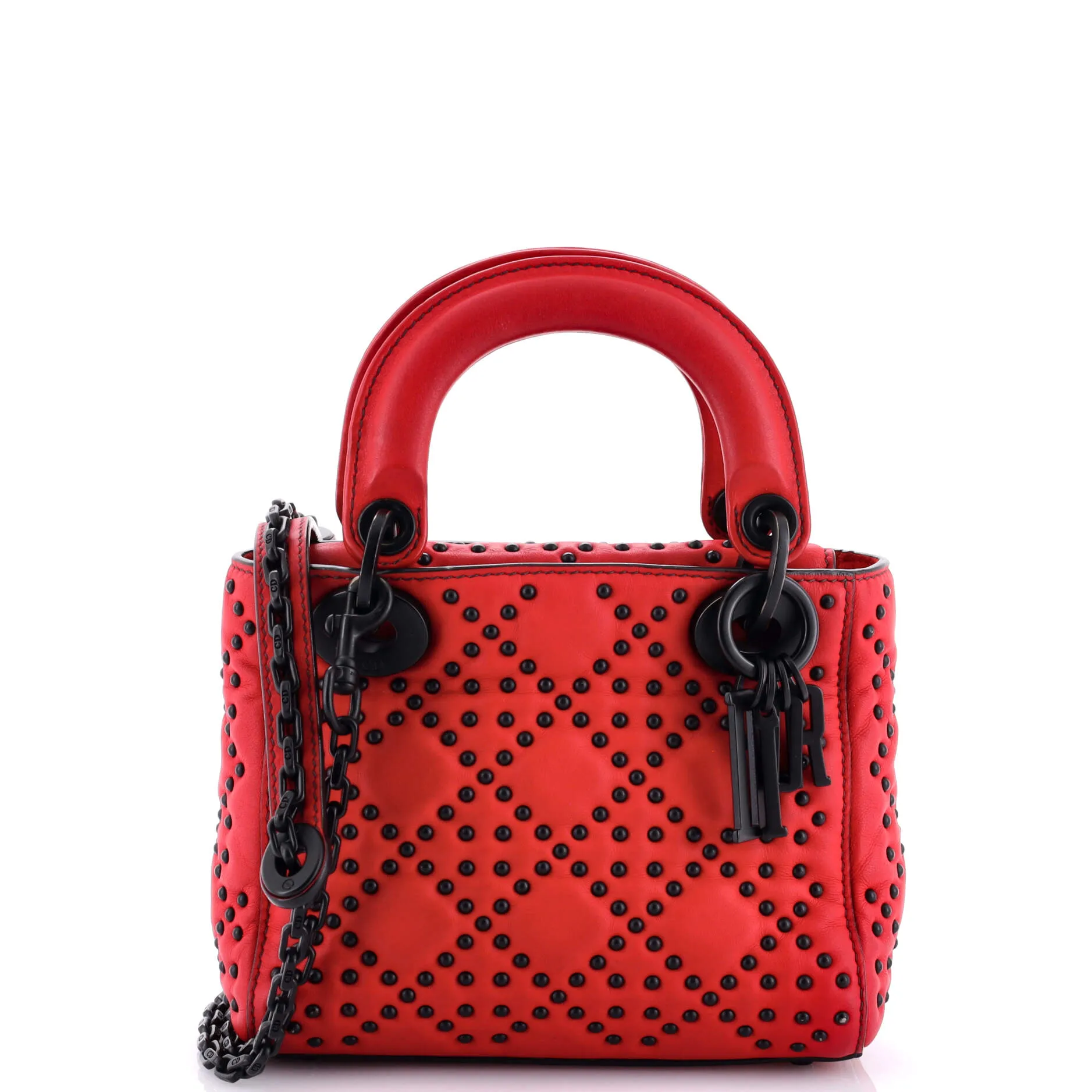 Pre-Loved Christian Dior Lady Dior Chain Bag Cannage Studded Calfskin Mini sold by Zulily