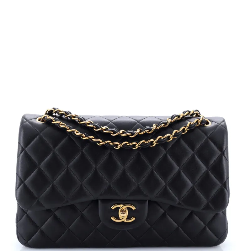 Pre-Loved Chanel Classic Double Flap Bag Quilted Lambskin Jumbo sold by Zulily