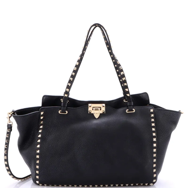 Pre-Loved Valentino Rockstud Tote Pebbled Leather Medium sold by Zulily