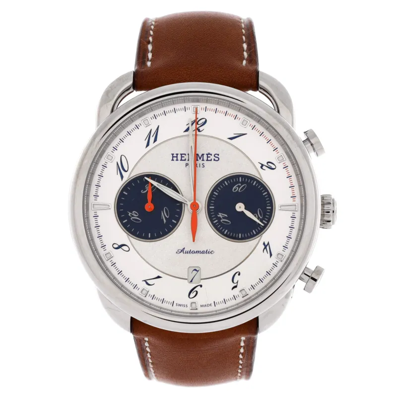 Pre-Loved Hermes Arceau Chronograph Automatic Watch Stainless Steel and Leather 43 sold by Zulily