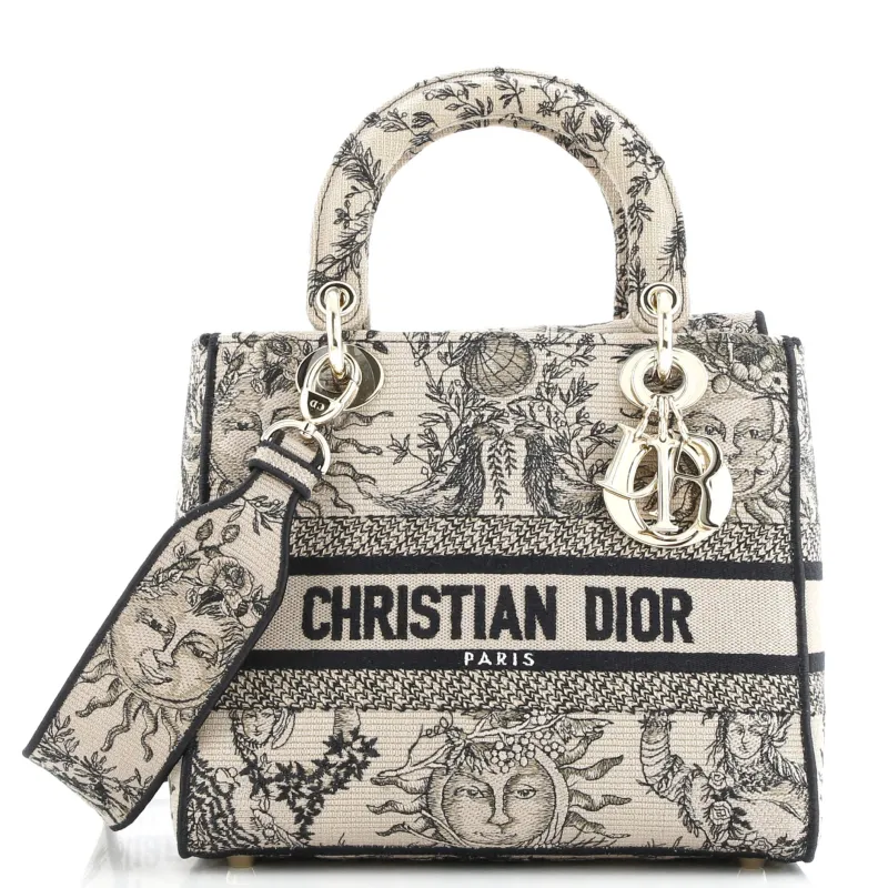 Pre-Loved Christian Dior Lady D-Lite Bag Embroidered Canvas Medium sold by Zulily