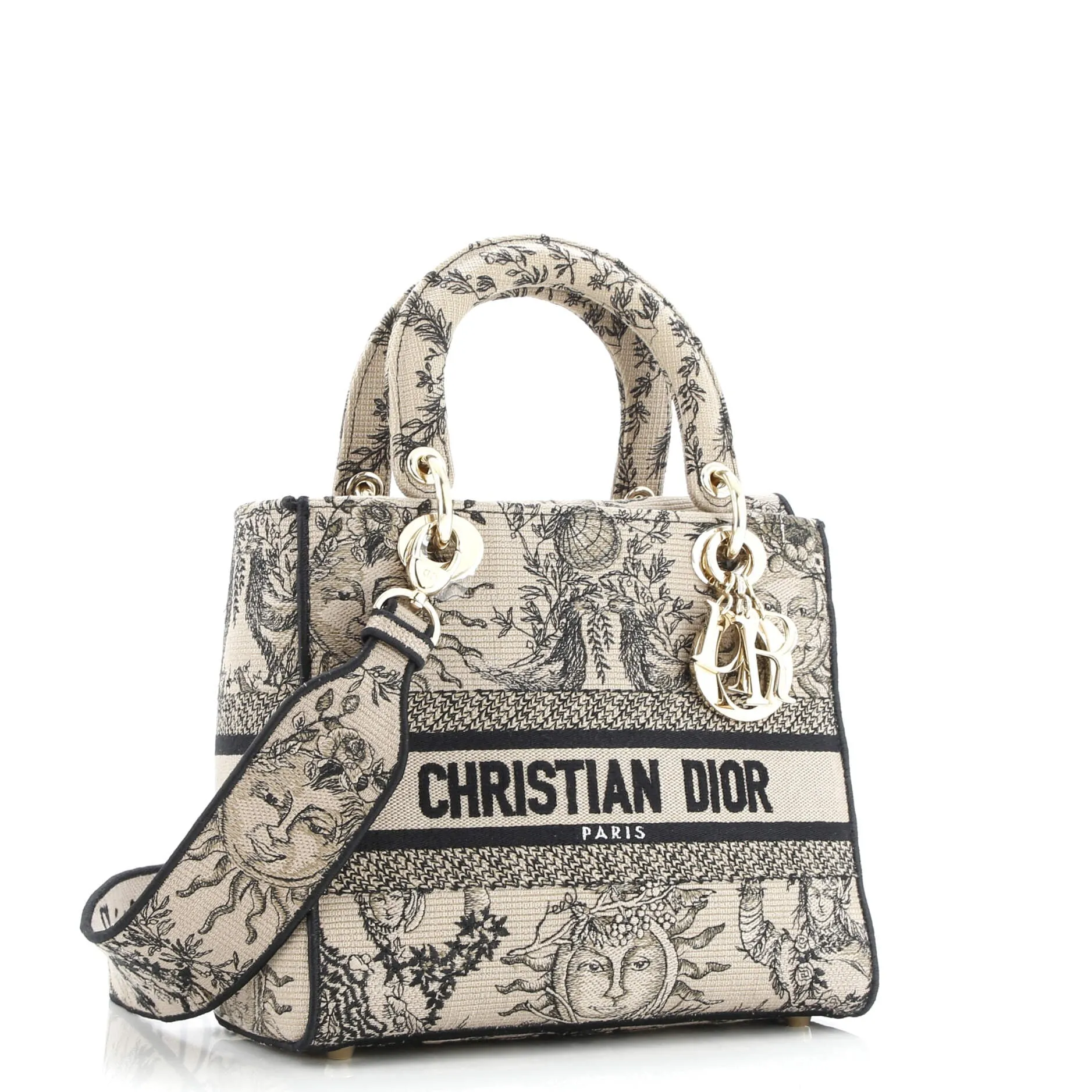 Pre-Loved Christian Dior Lady D-Lite Bag Embroidered Canvas Medium sold by Zulily product image thumbnail 2