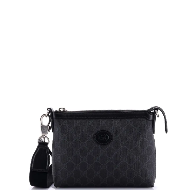 Pre-Loved Gucci Interlocking G Patch Wristlet Messenger Bag GG Coated Canvas Medium sold by Zulily