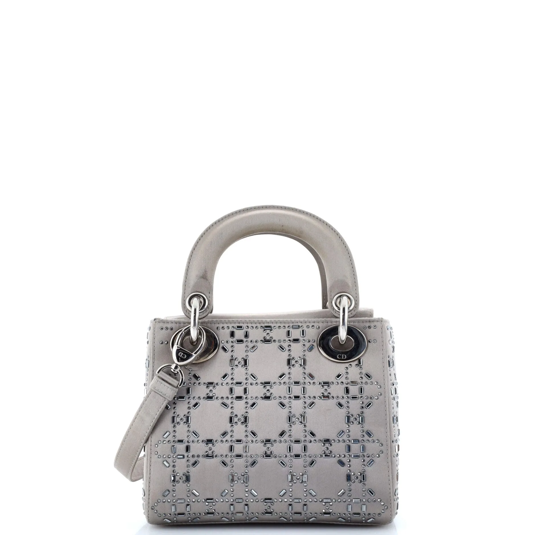 Pre-Loved Christian Dior Lady Dior Bag Crystal Embellished Cannage Quilt Satin Mini sold by Zulily product image thumbnail 3