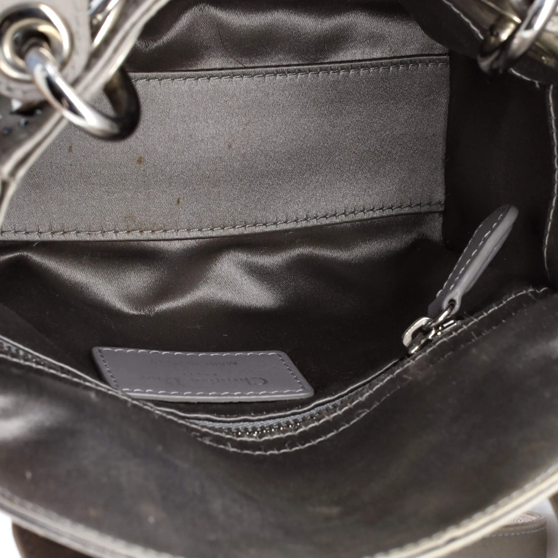 Pre-Loved Christian Dior Lady Dior Bag Crystal Embellished Cannage Quilt Satin Mini sold by Zulily product image thumbnail 5