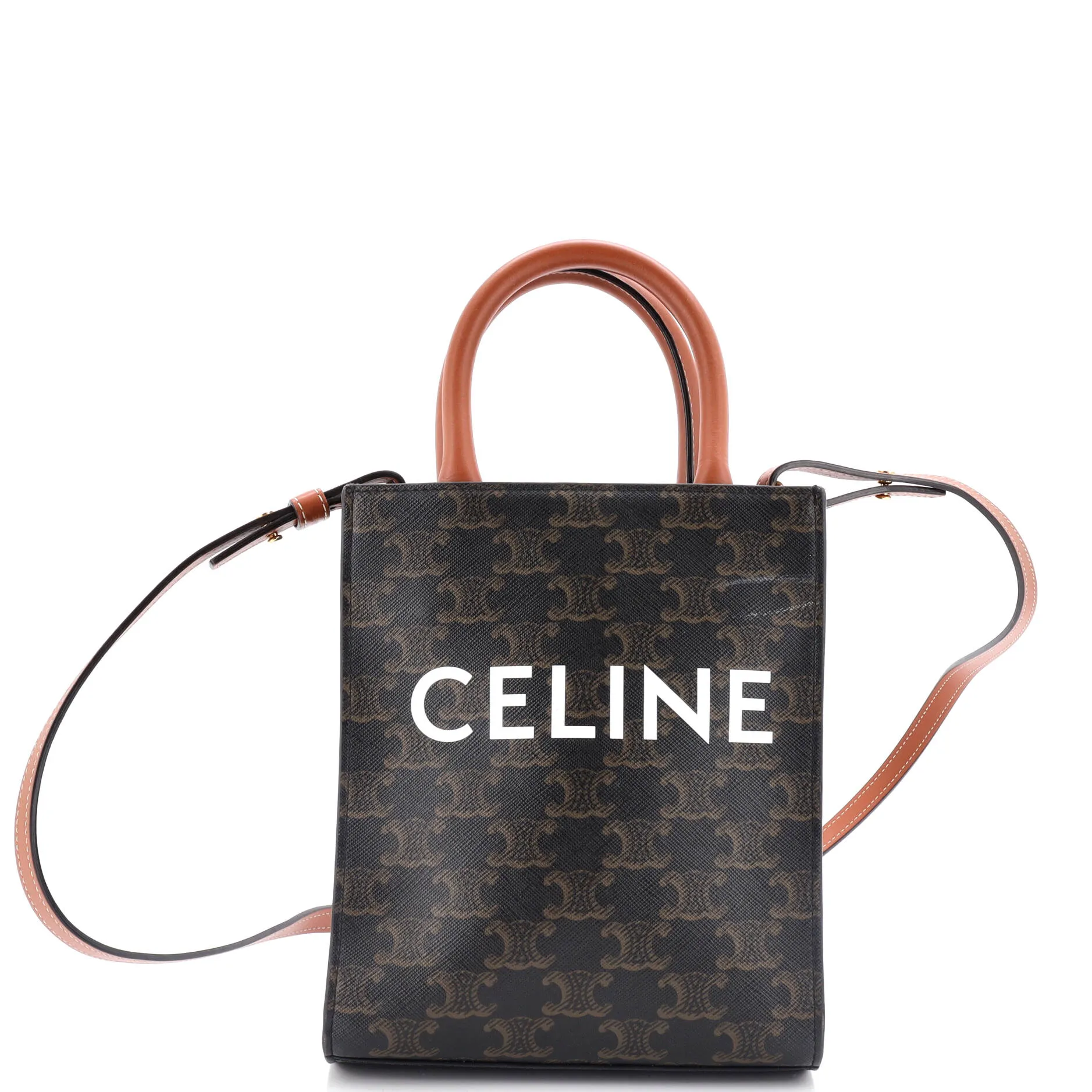 Pre-Loved Celine Vertical Cabas Tote Triomphe Coated Canvas Mini sold by Zulily