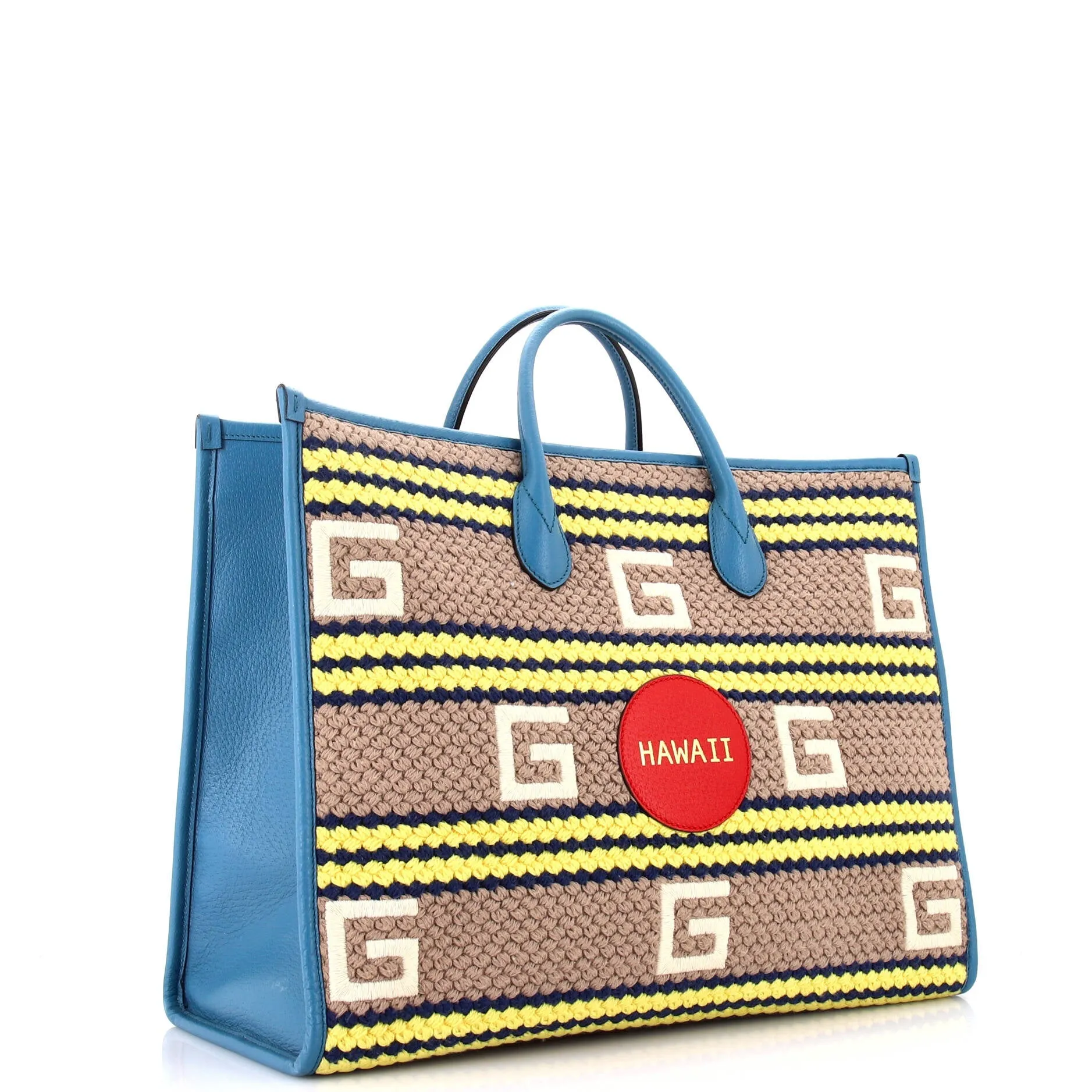 Pre-Loved Gucci Getaways Convertible Open Tote Embroidered Woven Fabric Large sold by Zulily product image thumbnail 2