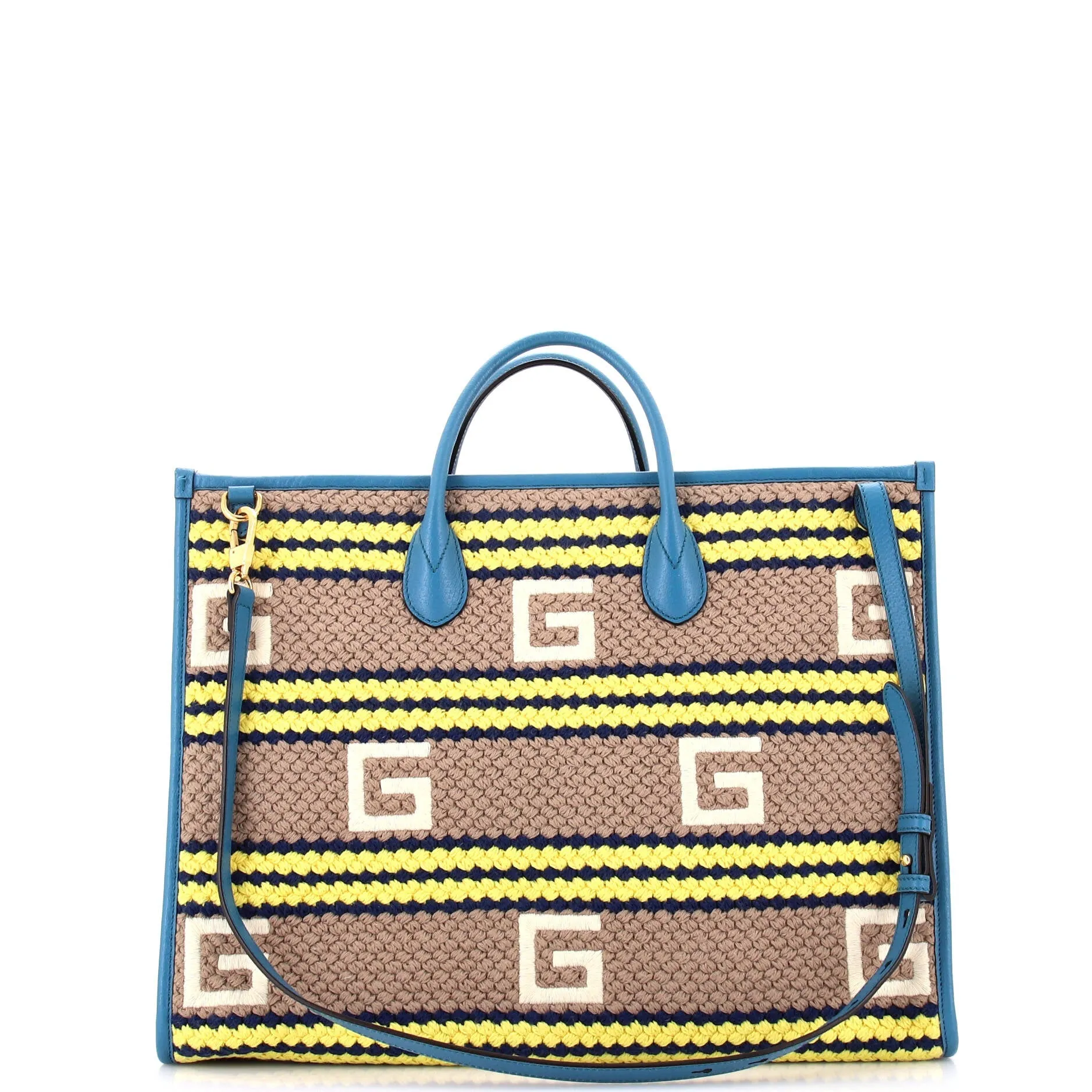 Pre-Loved Gucci Getaways Convertible Open Tote Embroidered Woven Fabric Large sold by Zulily product image thumbnail 3
