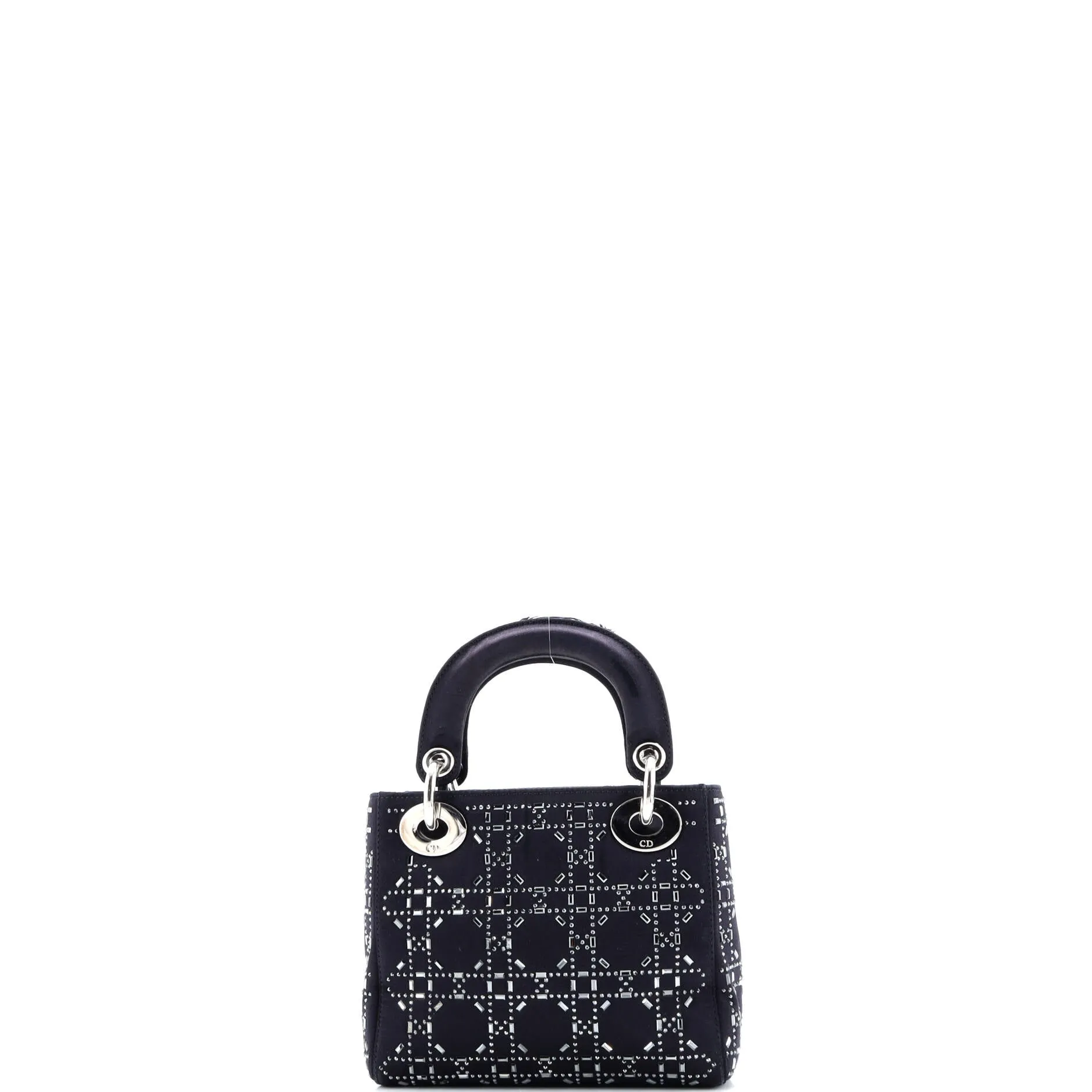 Pre-Loved Christian Dior Lady Dior Bag Crystal Embellished Cannage Quilt Satin Mini sold by Zulily product image thumbnail 3