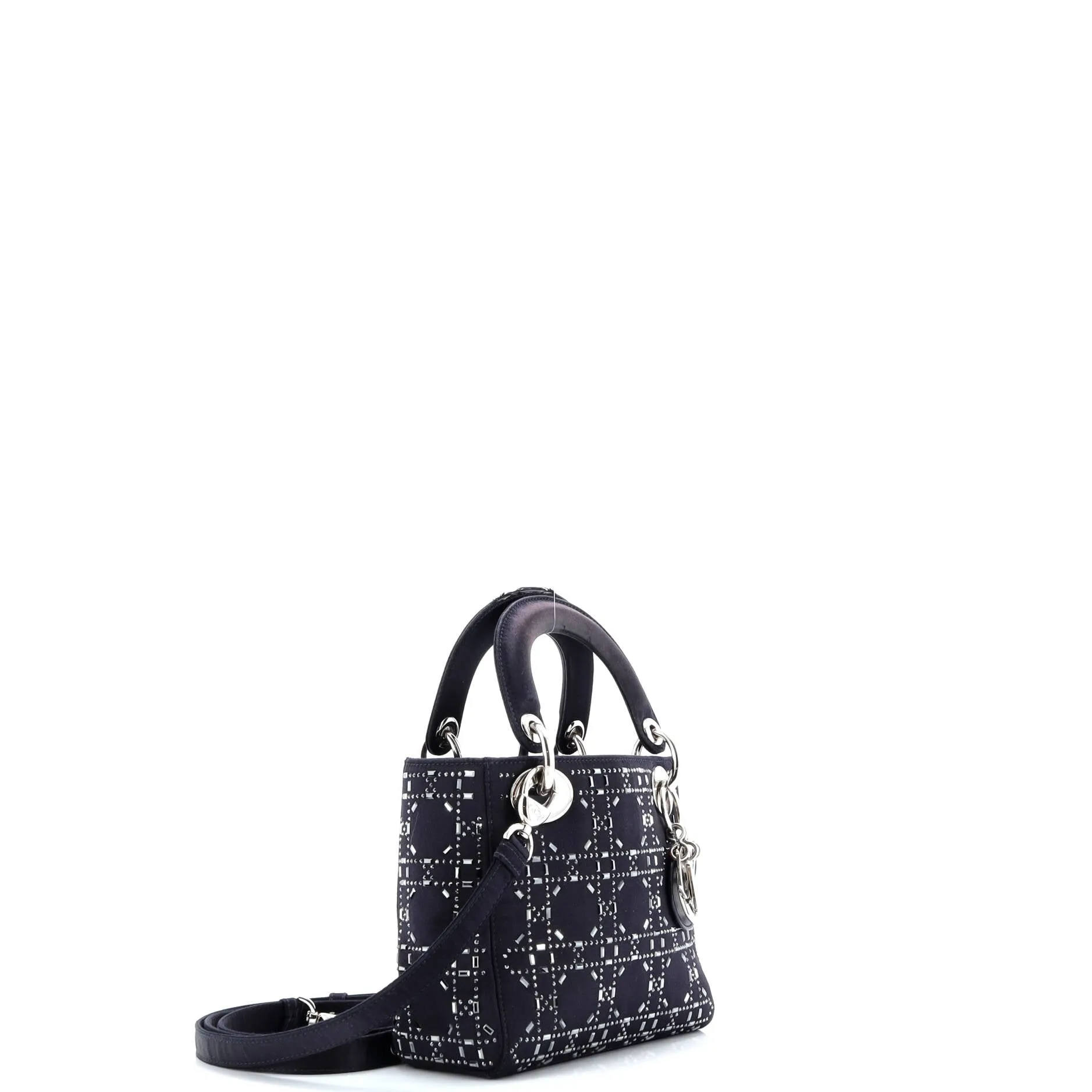 Pre-Loved Christian Dior Lady Dior Bag Crystal Embellished Cannage Quilt Satin Mini sold by Zulily product image thumbnail 2