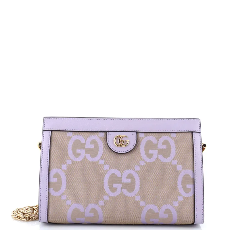 Pre-Loved Gucci Ophidia Chain Shoulder Bag Jumbo GG Canvas with Leather Small sold by Zulily