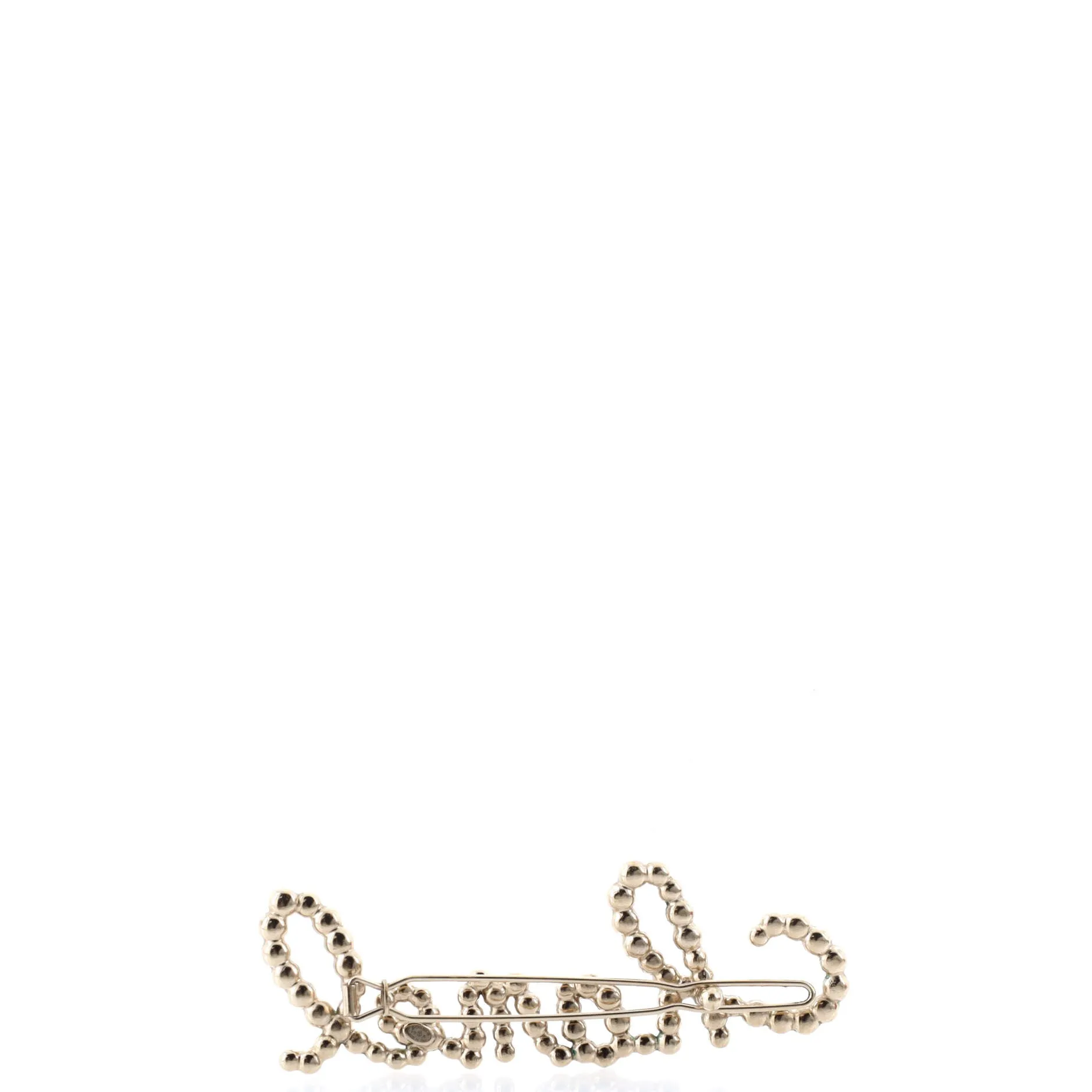 Pre-Loved Chanel Swirling Logo Hair Clip Metal with Crystals and Faux Pearls sold by Zulily product image thumbnail 3