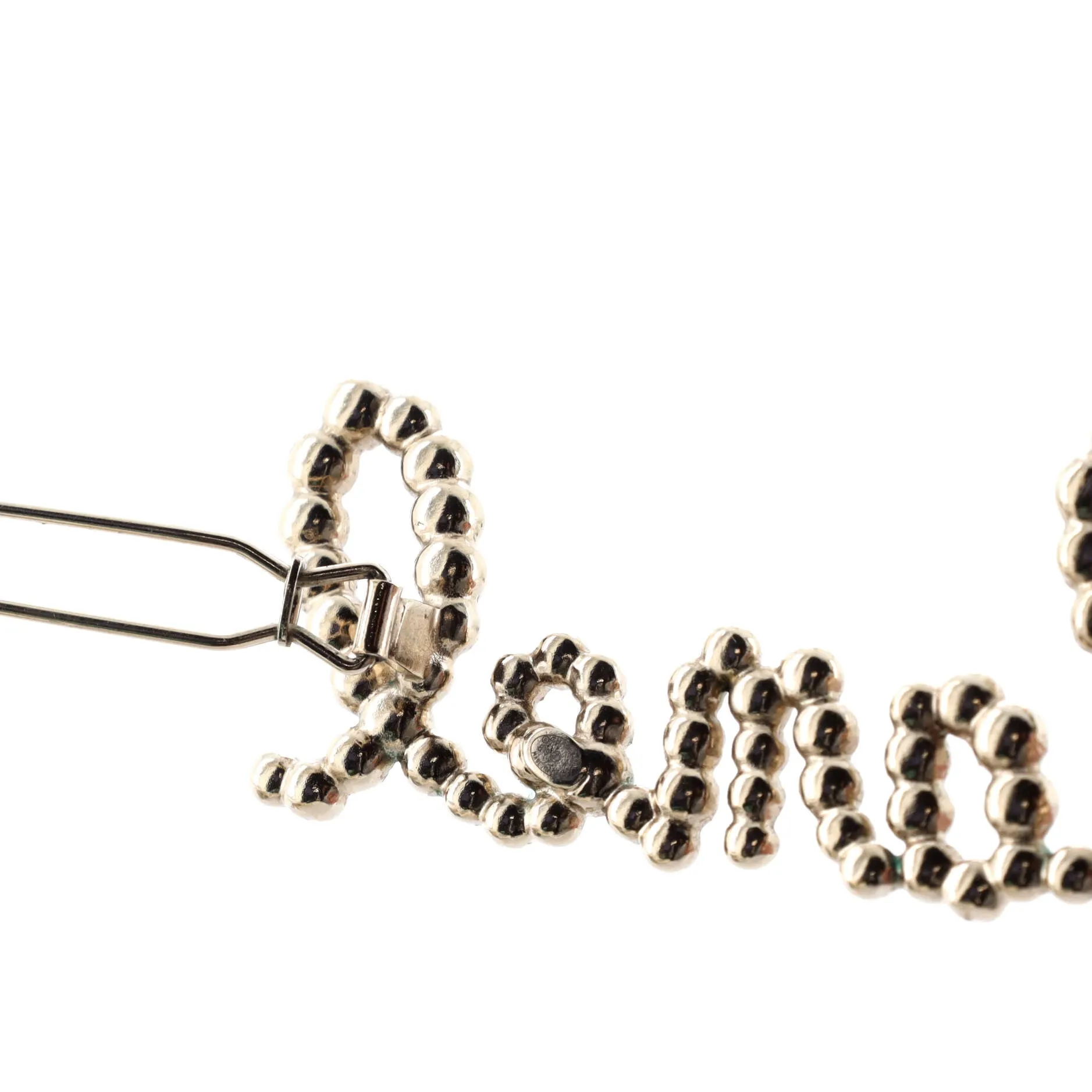 Pre-Loved Chanel Swirling Logo Hair Clip Metal with Crystals and Faux Pearls sold by Zulily product image thumbnail 5