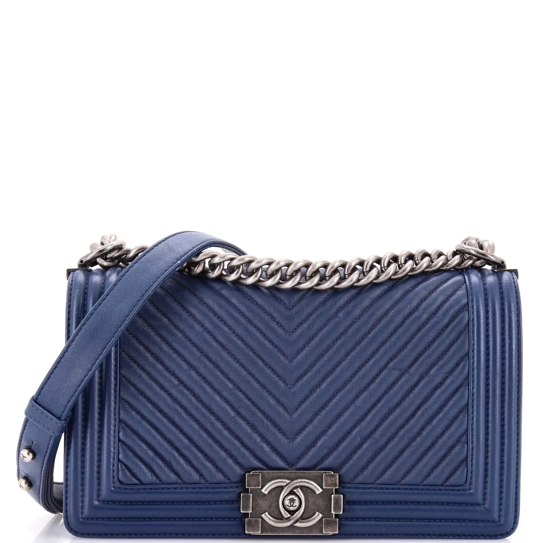 Pre-Loved Chanel Boy Flap Bag Chevron Wrinkled Lambskin Old Medium sold by Zulily
