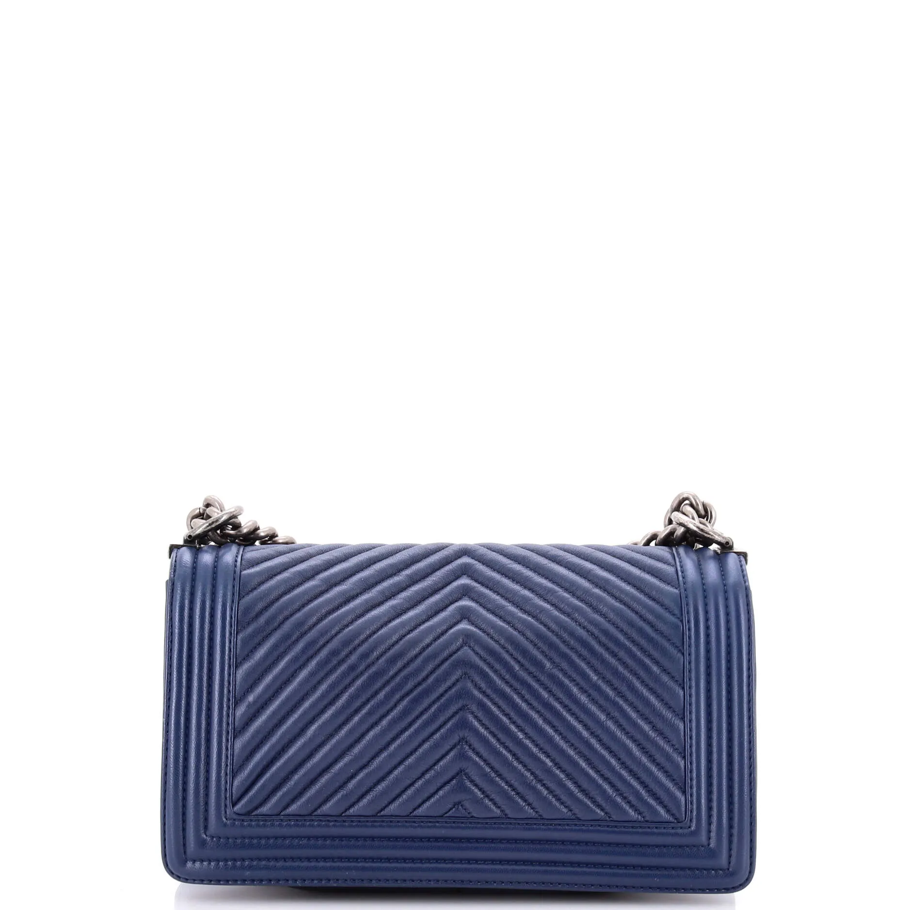 Pre-Loved Chanel Boy Flap Bag Chevron Wrinkled Lambskin Old Medium sold by Zulily product image thumbnail 3