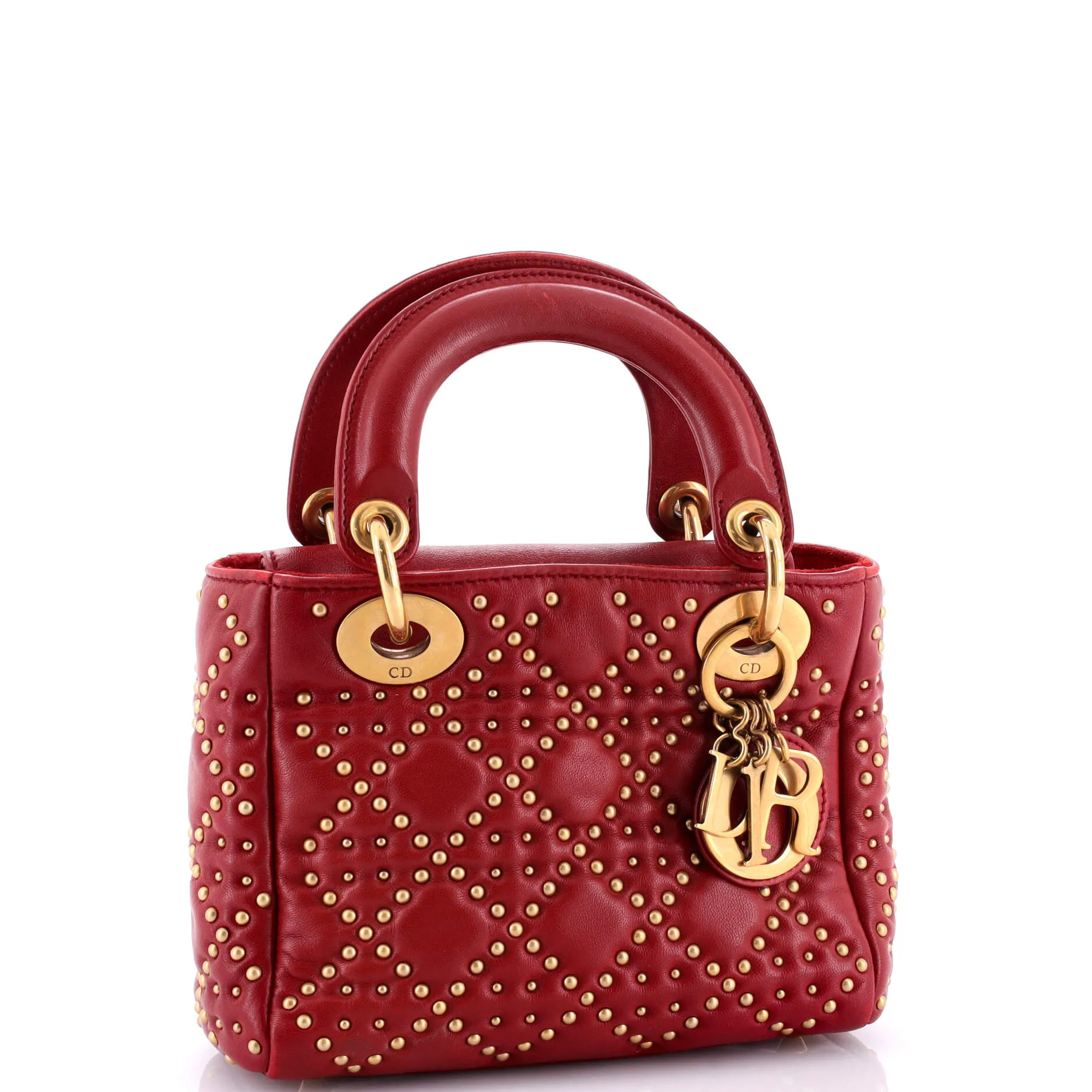 Pre-Loved Christian Dior Supple Lady Dior Bag Cannage Studded Lambskin Mini sold by Zulily product image thumbnail 2