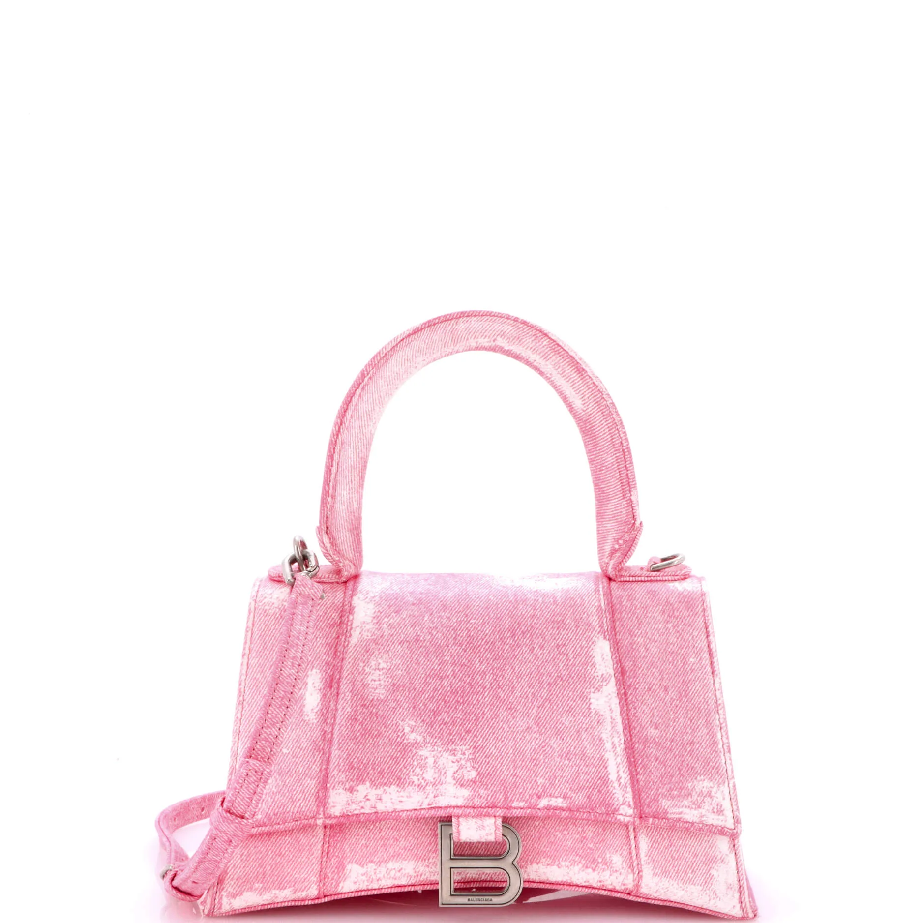 Pre-Loved Balenciaga Hourglass Top Handle Bag Denim Printed Leather Small sold by Zulily