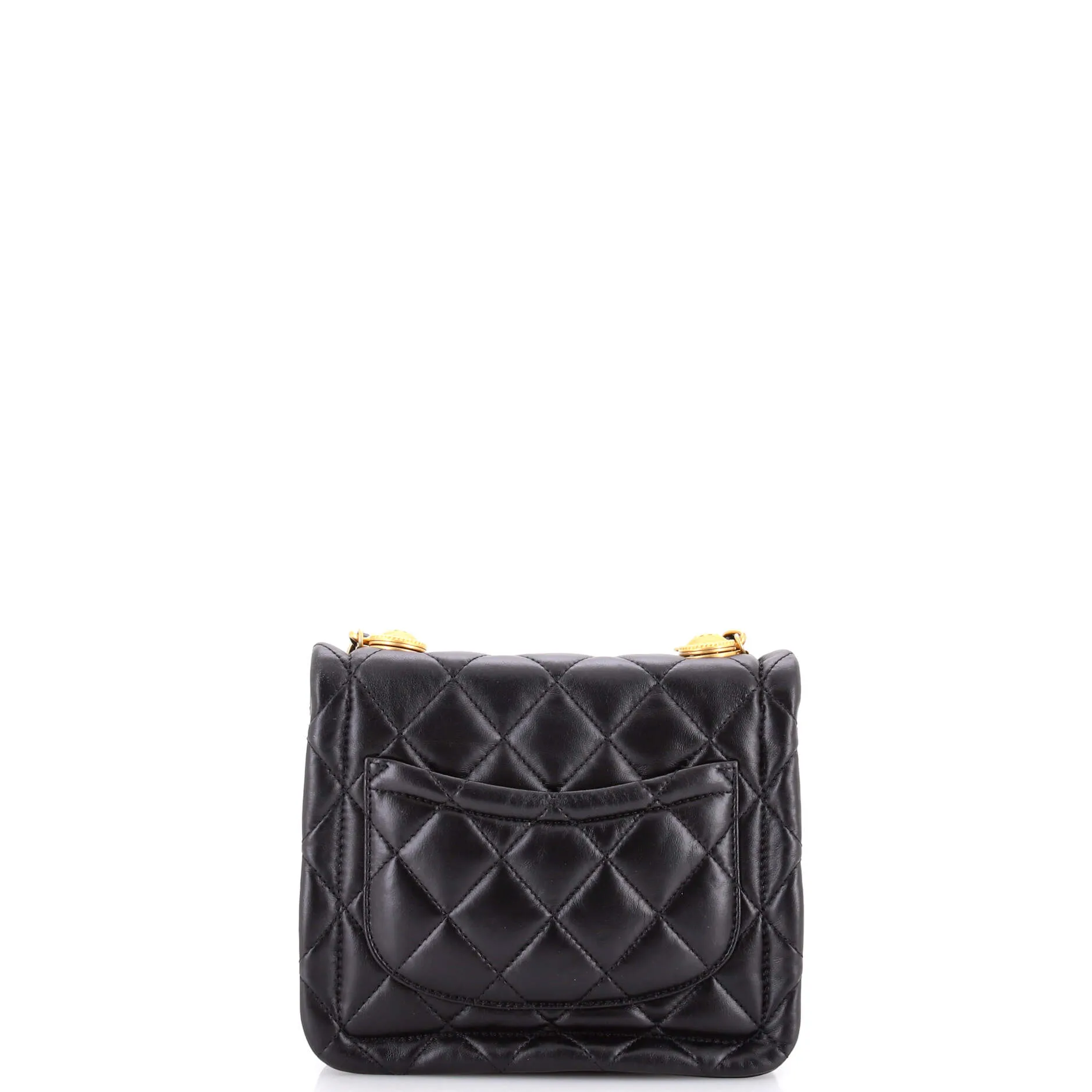 Pre-Loved Chanel Button on Top Flap Bag Quilted Shiny Lambskin Small sold by Zulily product image thumbnail 3