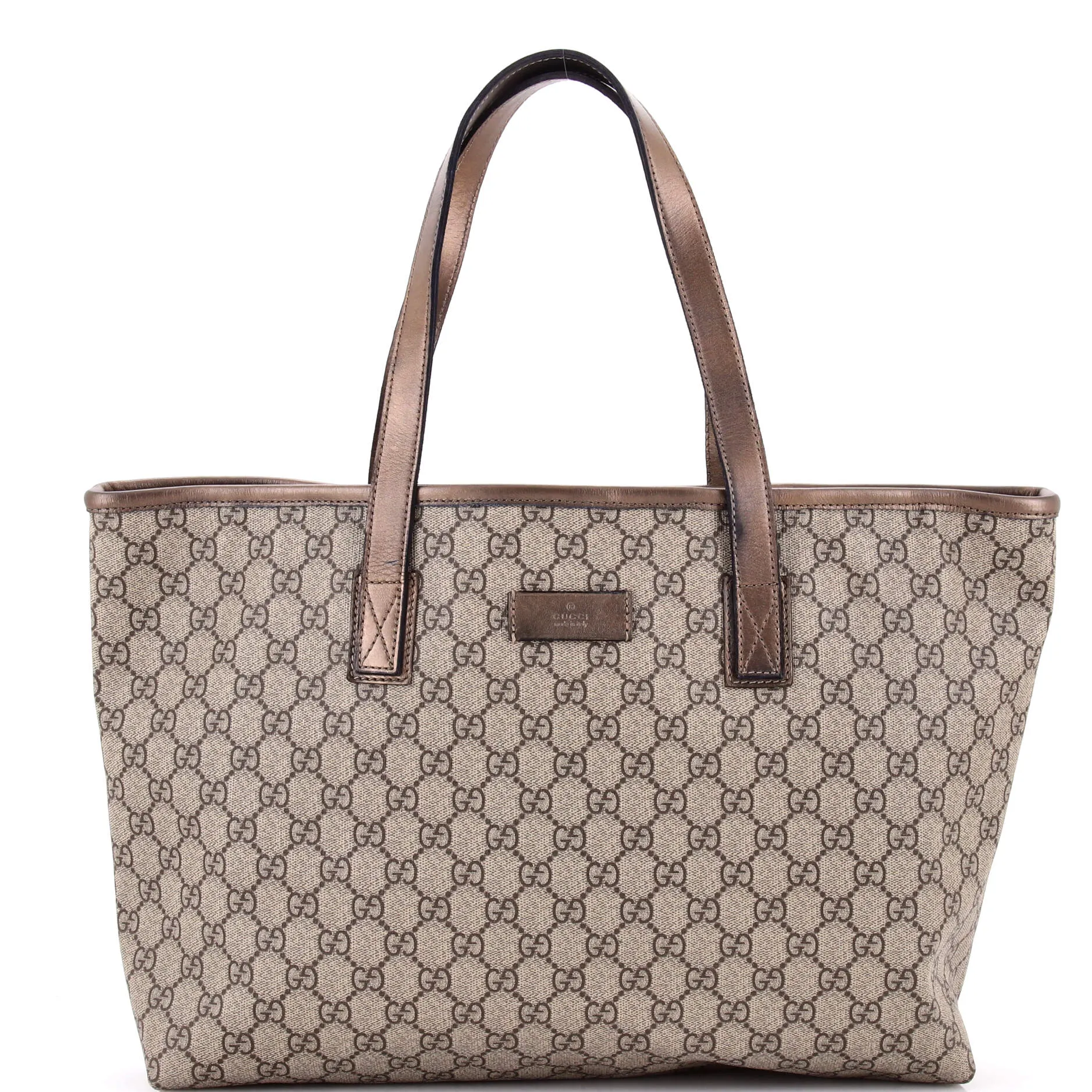 Pre-Loved Gucci Plus Tote GG Coated Canvas with Leather Large sold by Zulily