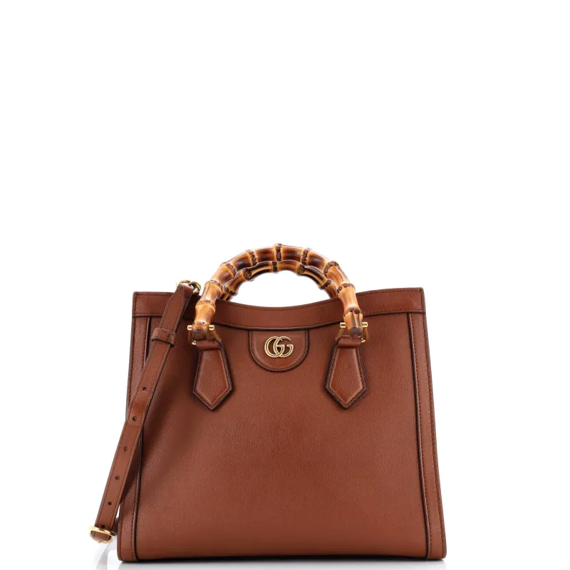 Pre-Loved Gucci Diana NM Bamboo Handle Tote Leather Small sold by Zulily