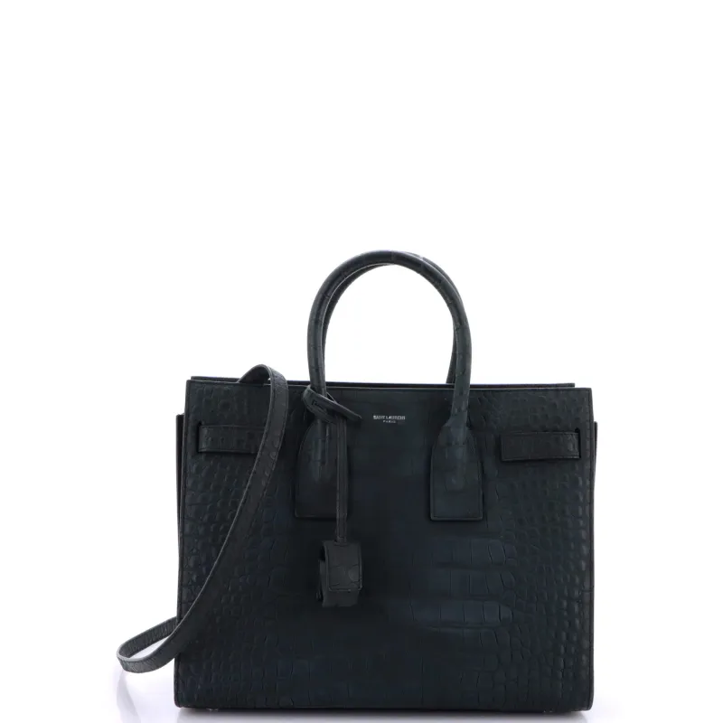 Pre-Loved Saint Laurent Sac de Jour NM Bag Crocodile Embossed Leather Small sold by Zulily