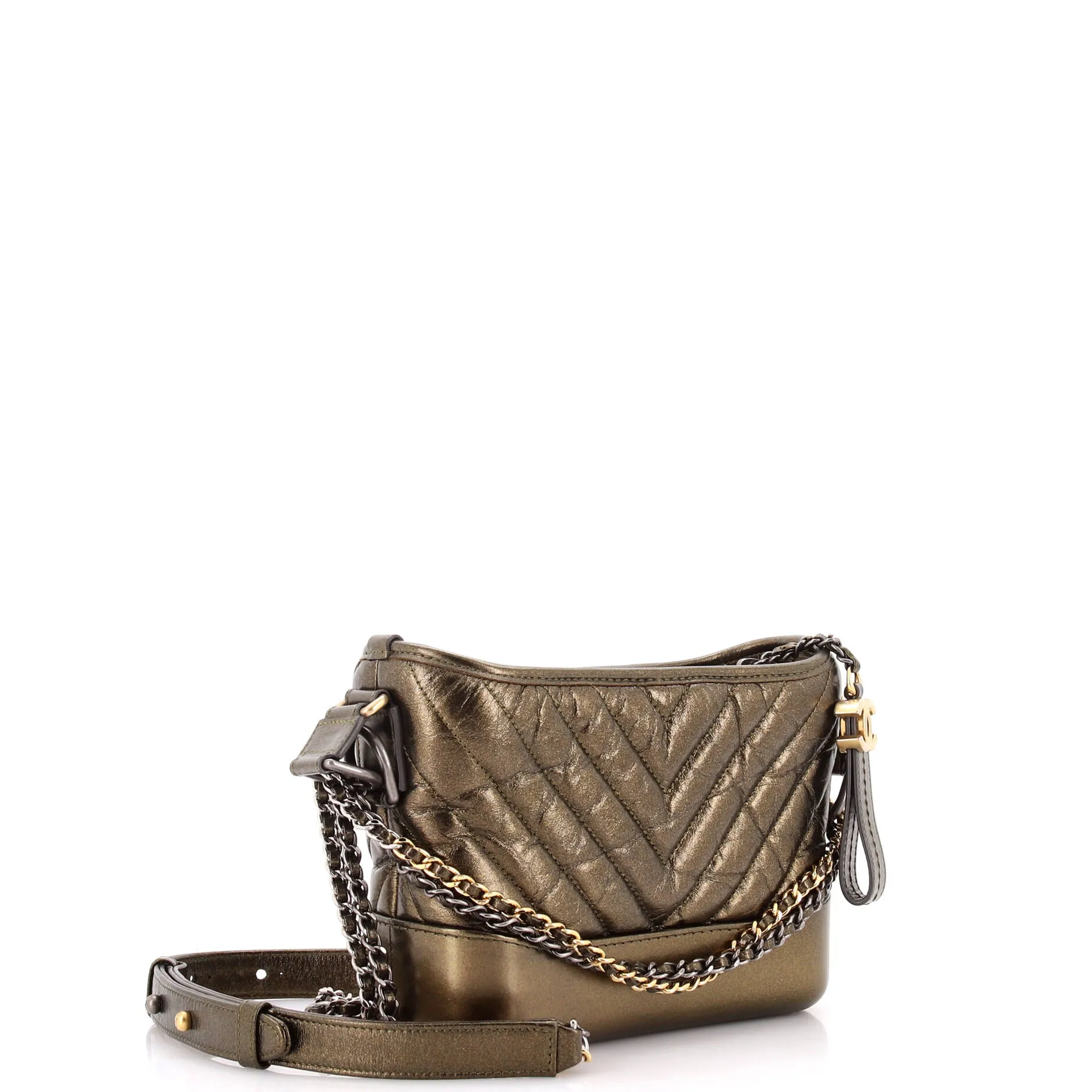 Pre-Loved Chanel Gabrielle Hobo Chevron Metallic Aged Calfskin Small sold by Zulily product image thumbnail 2