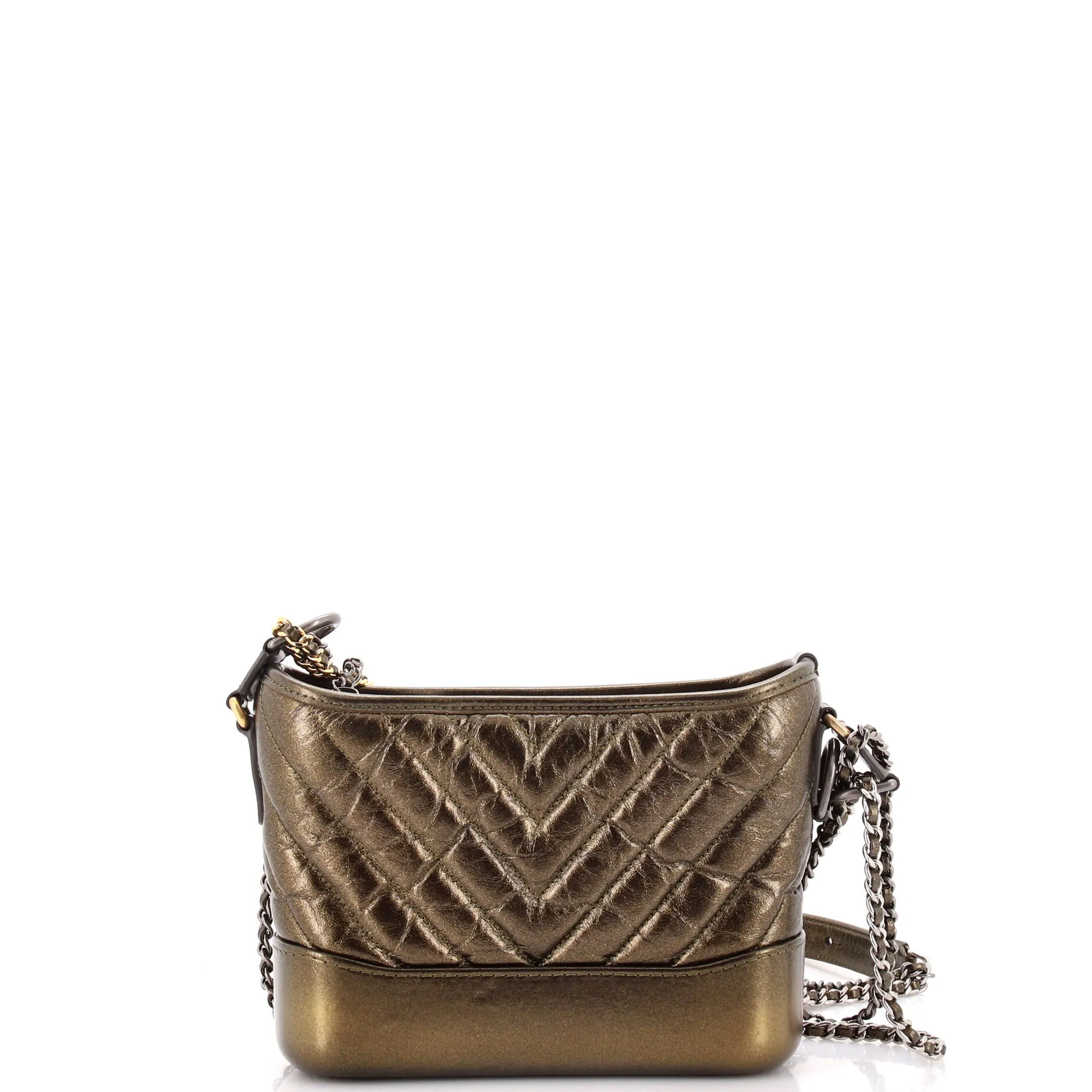 Pre-Loved Chanel Gabrielle Hobo Chevron Metallic Aged Calfskin Small sold by Zulily product image thumbnail 3