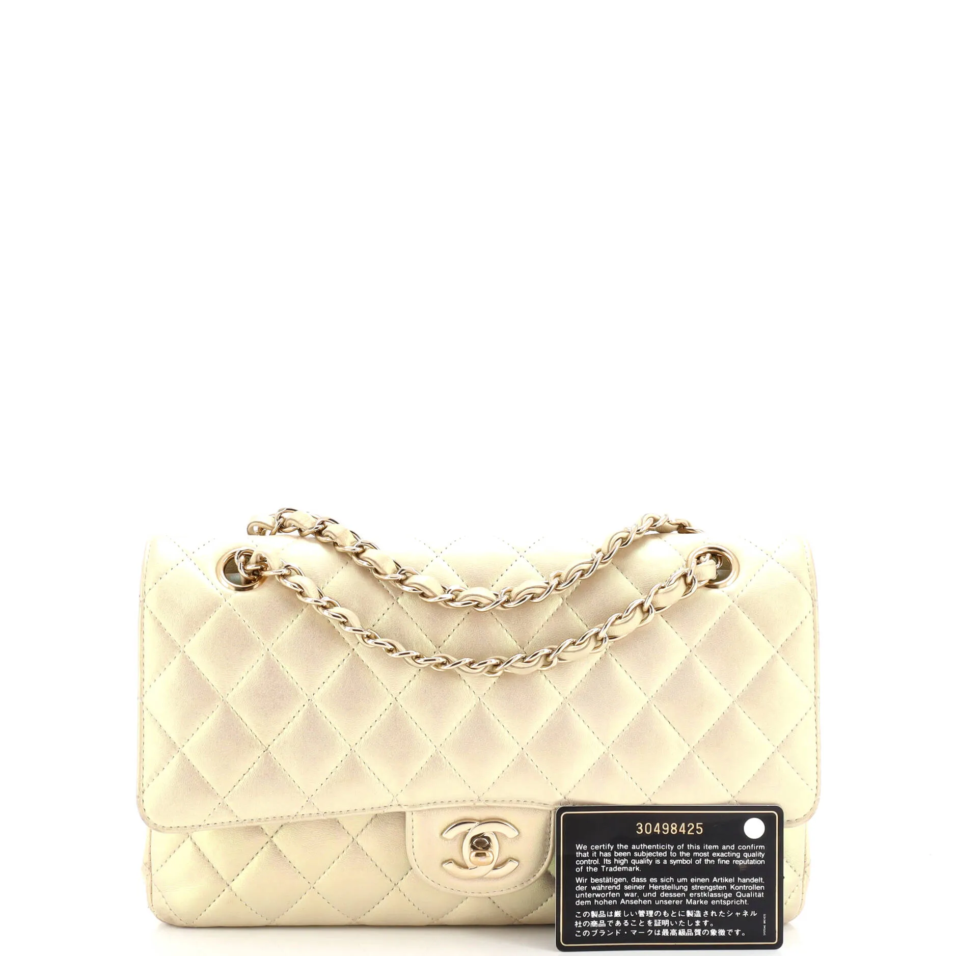 Pre-Loved Chanel Classic Double Flap Bag Quilted Iridescent Lambskin Medium sold by Zulily product image thumbnail 2