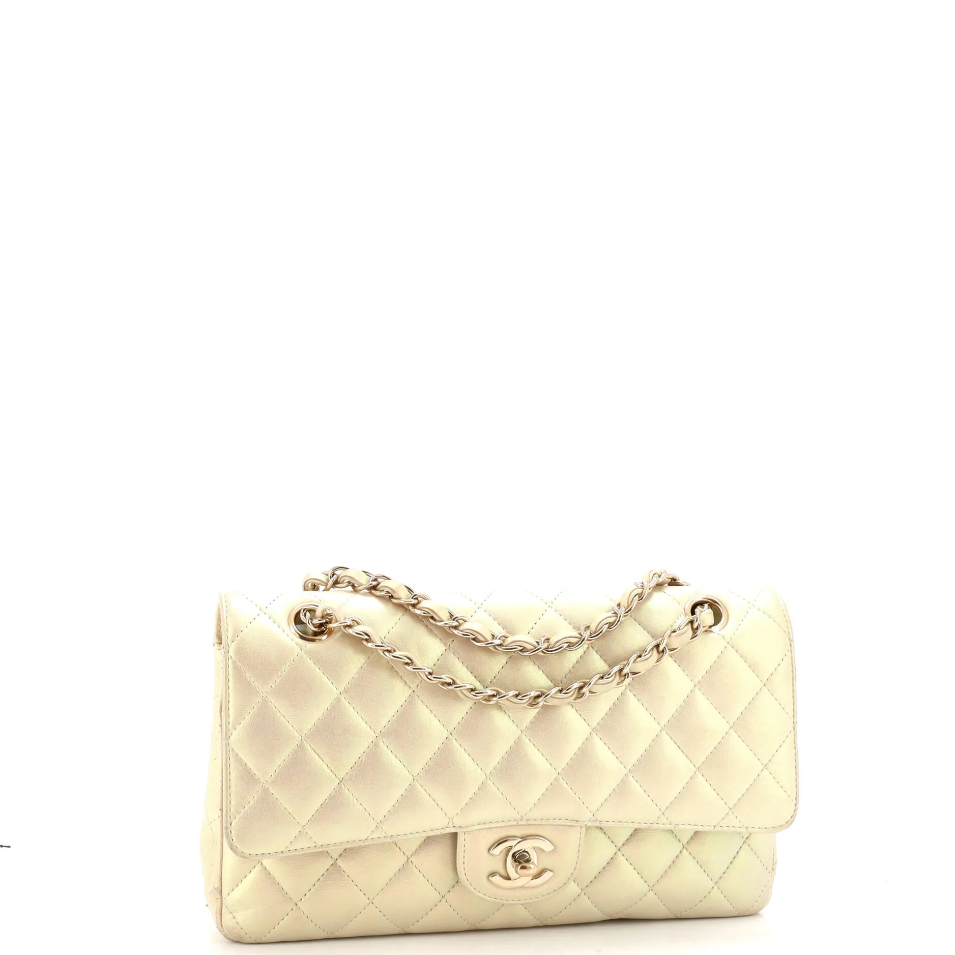 Pre-Loved Chanel Classic Double Flap Bag Quilted Iridescent Lambskin Medium sold by Zulily product image thumbnail 3