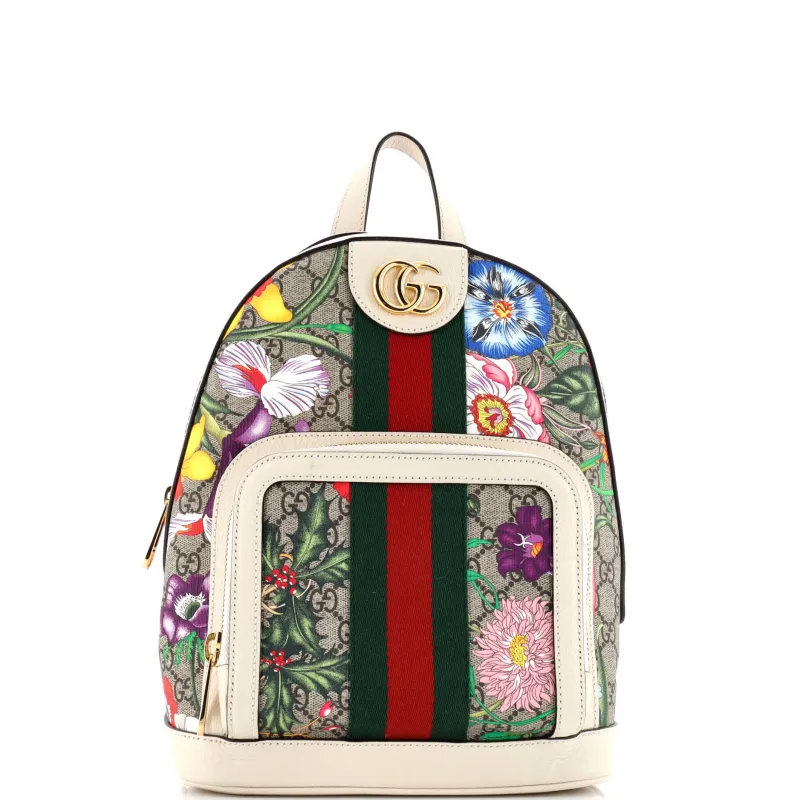 Pre-Loved Gucci Ophidia Backpack Flora GG Coated Canvas and Leather  Small sold by Zulily
