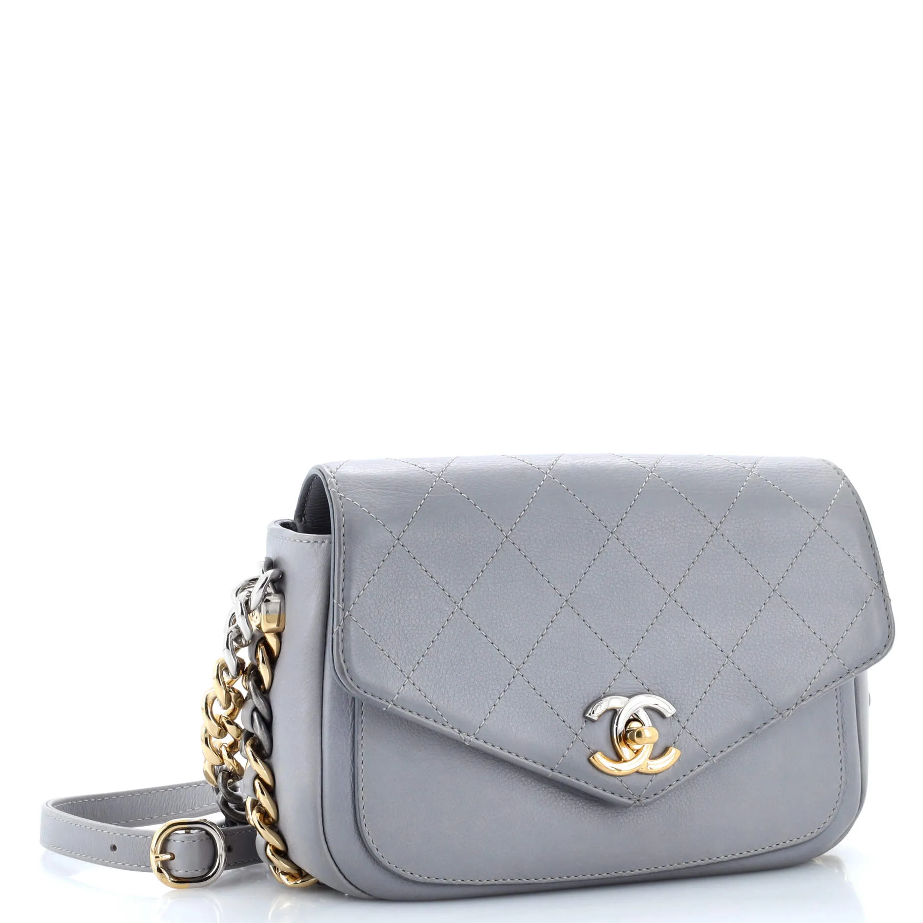 Pre-Loved Chanel Two Tone Envelope Flap Bag Quilted Calfskin Medium sold by Zulily product image thumbnail 2