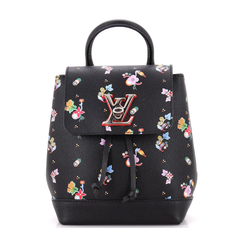 Pre-Loved Louis Vuitton Lockme Backpack Floral Printed Leather Mini sold by Zulily