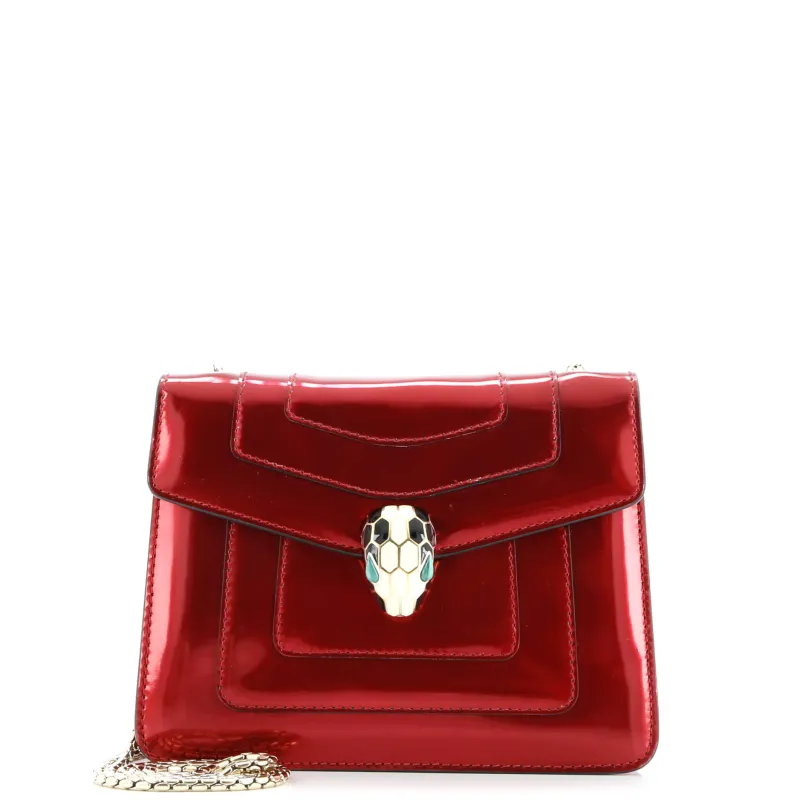 Pre-Loved Bvlgari Serpenti Forever Square Shoulder Bag Metallic Leather Small sold by Zulily