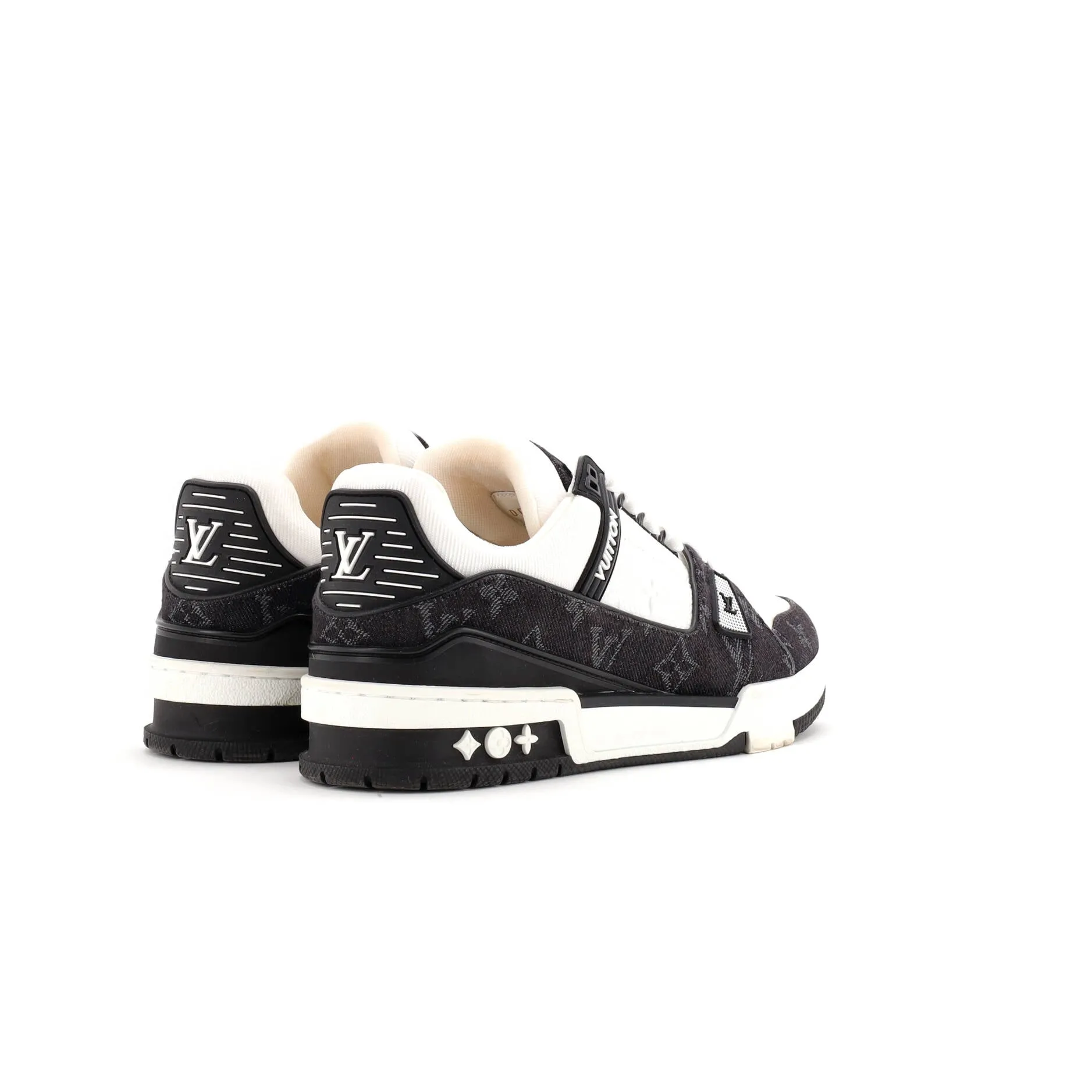 Pre-Loved Louis Vuitton Men's LV Trainer Sneakers Monogram Empreinte Leather and Monogram Denim sold by Zulily product image thumbnail 3