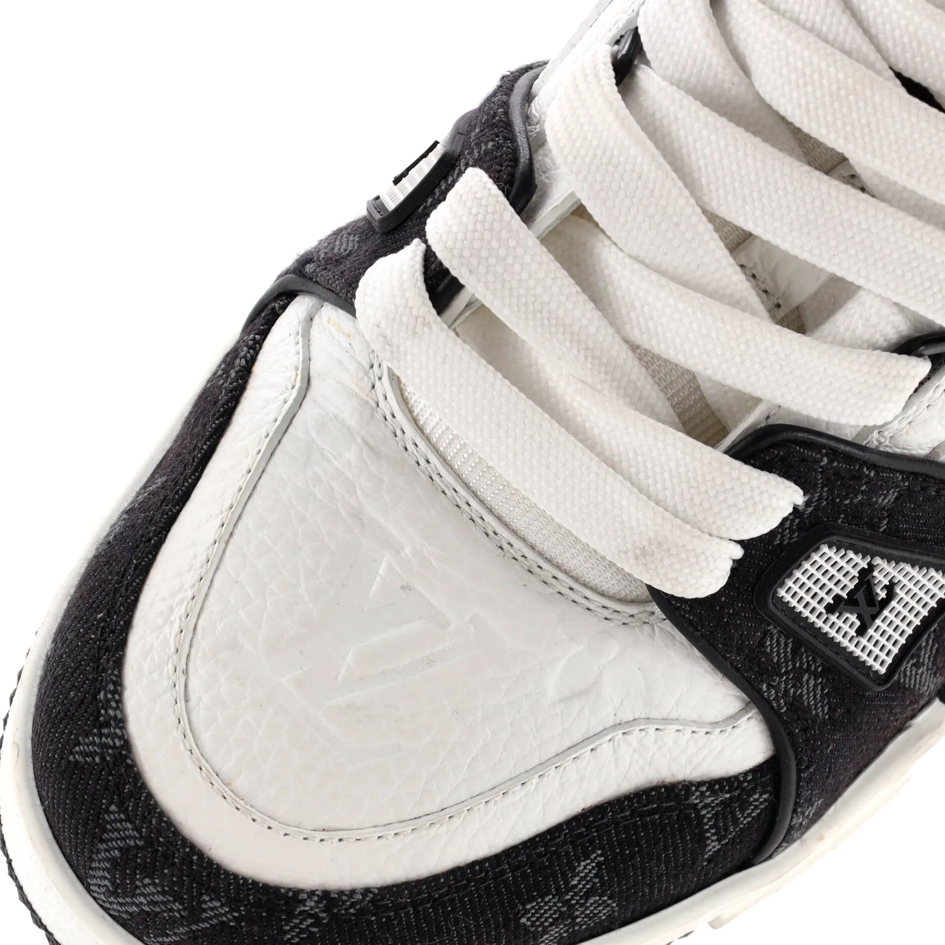 Pre-Loved Louis Vuitton Men's LV Trainer Sneakers Monogram Empreinte Leather and Monogram Denim sold by Zulily product image thumbnail 5