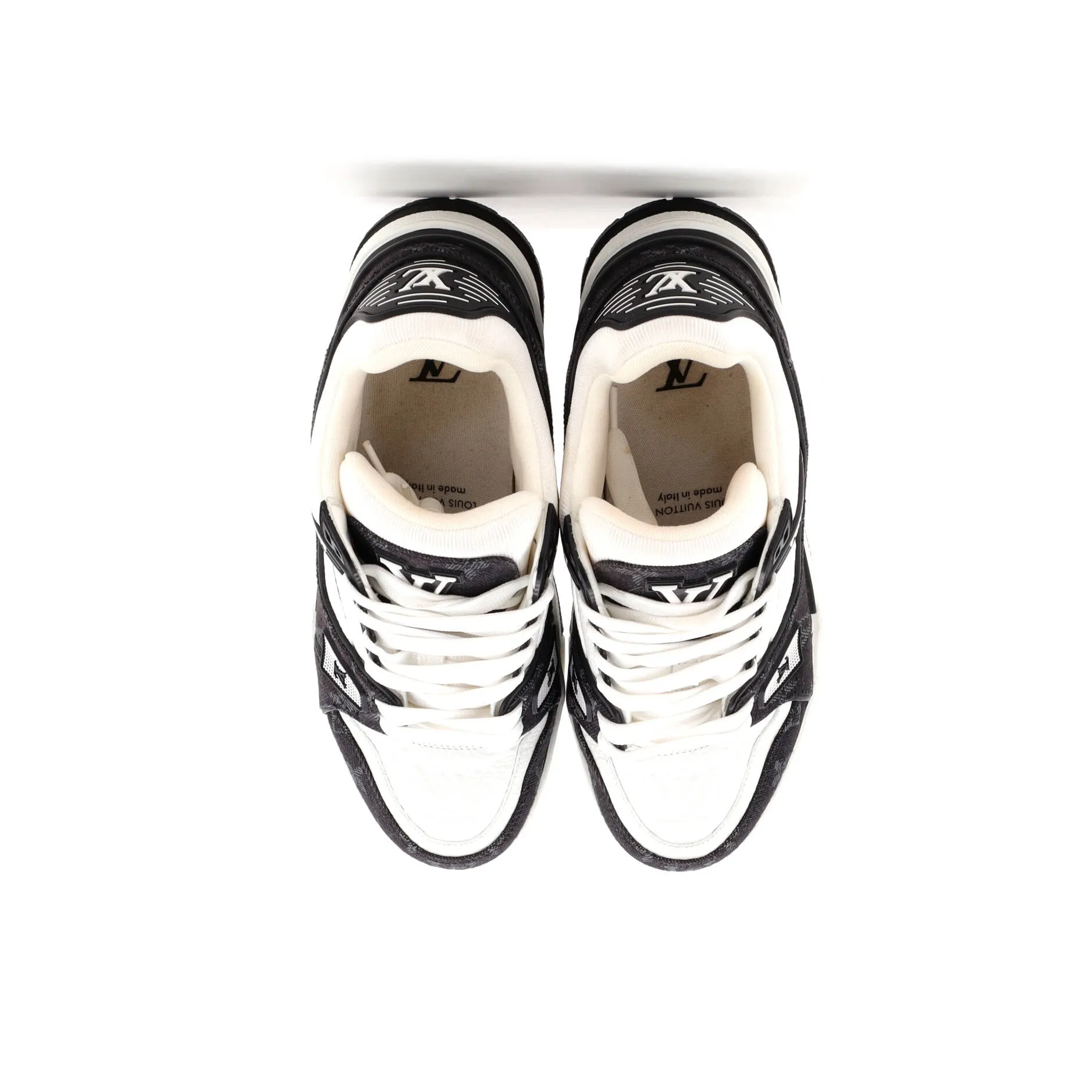 Pre-Loved Louis Vuitton Men's LV Trainer Sneakers Monogram Empreinte Leather and Monogram Denim sold by Zulily product image thumbnail 2