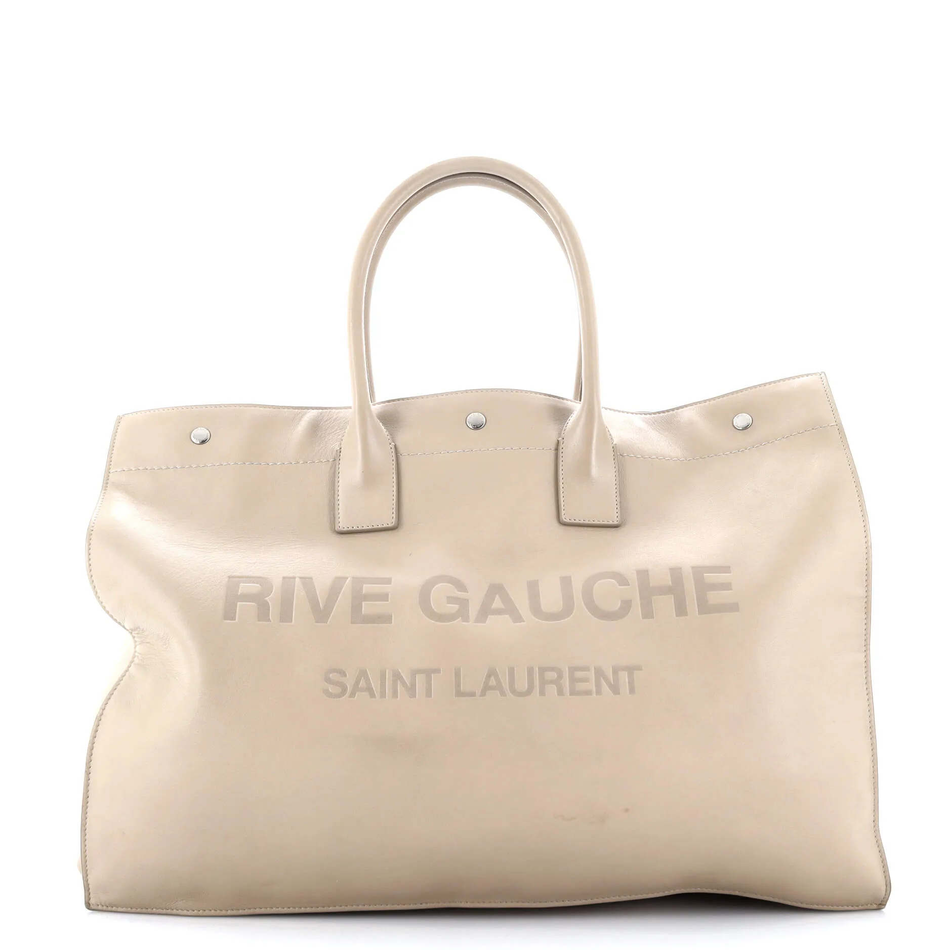 Pre-Loved Saint Laurent Rive Gauche Shopper Tote Embossed Leather Large sold by Zulily