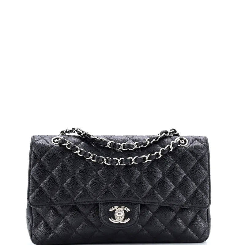 Pre-Loved Chanel Classic Double Flap Bag Quilted Caviar Medium sold by Zulily