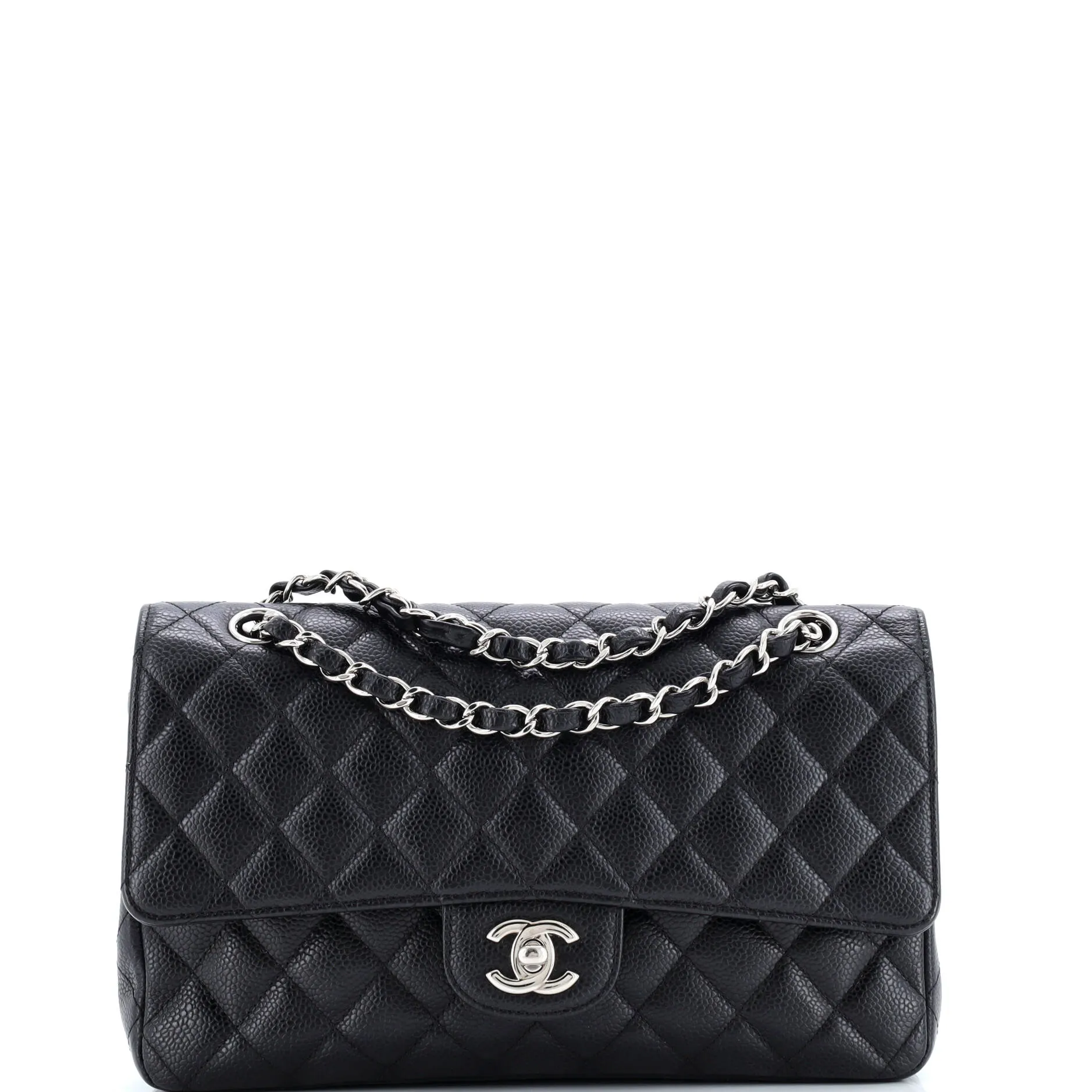 Pre-Loved Chanel Classic Double Flap Bag Quilted Caviar Medium sold by Zulily