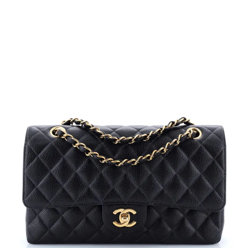 Pre-Loved Chanel Classic Double Flap Bag Quilted Caviar Medium sold by Zulily