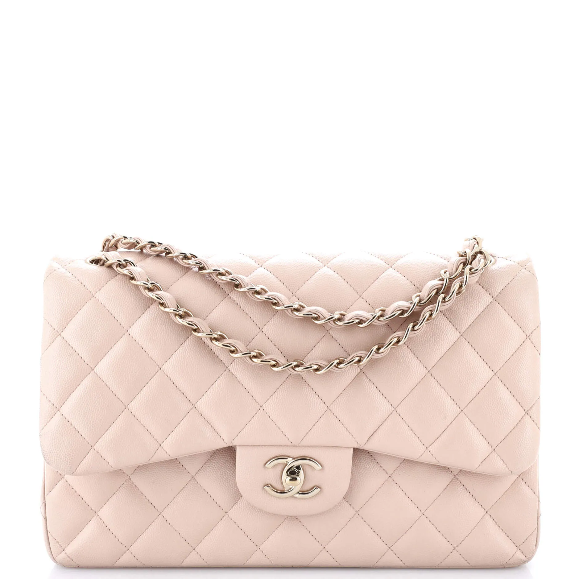 Pre-Loved Chanel Classic Double Flap Bag Quilted Caviar Jumbo sold by Zulily