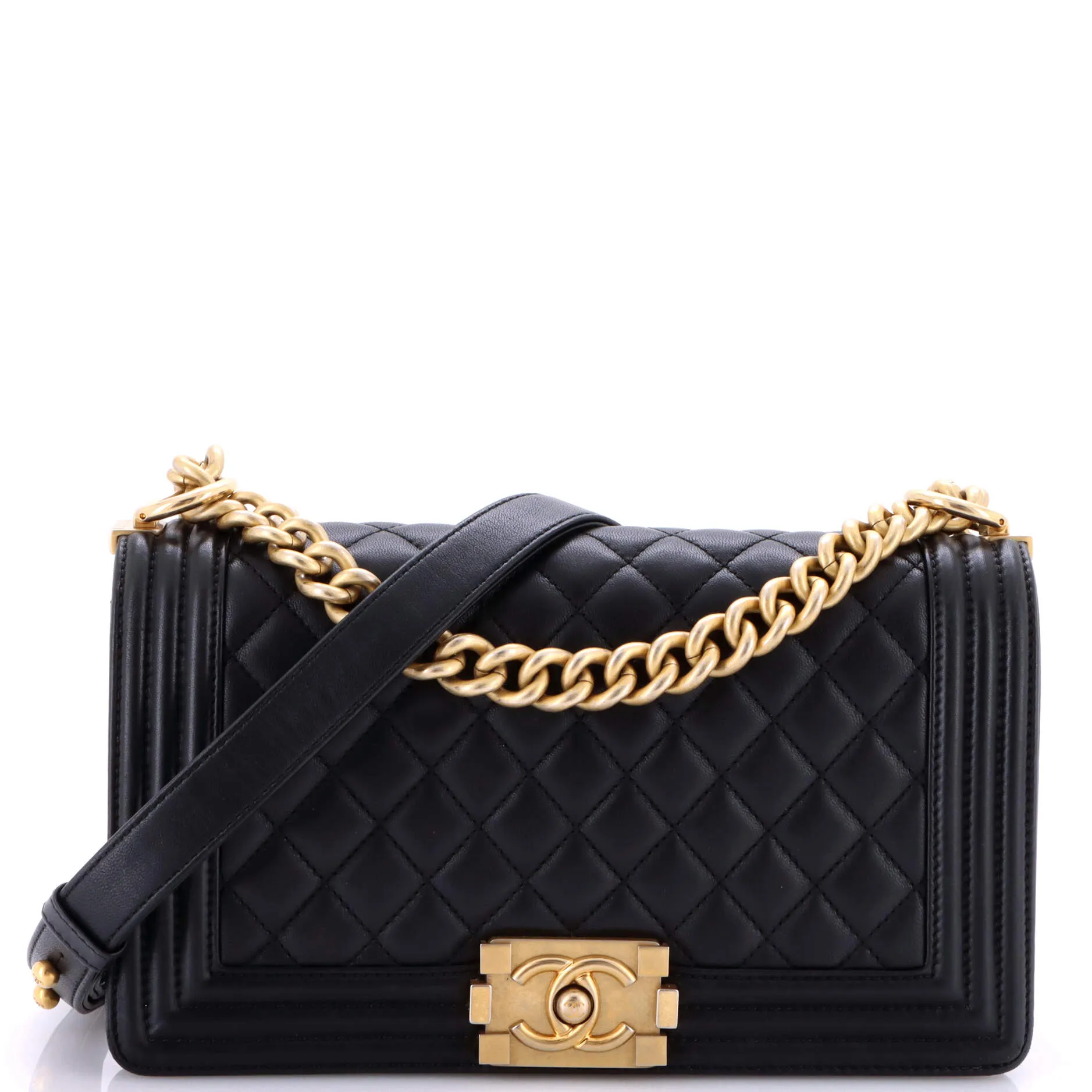Pre-Loved Chanel Boy Flap Bag Quilted Lambskin Old Medium sold by Zulily