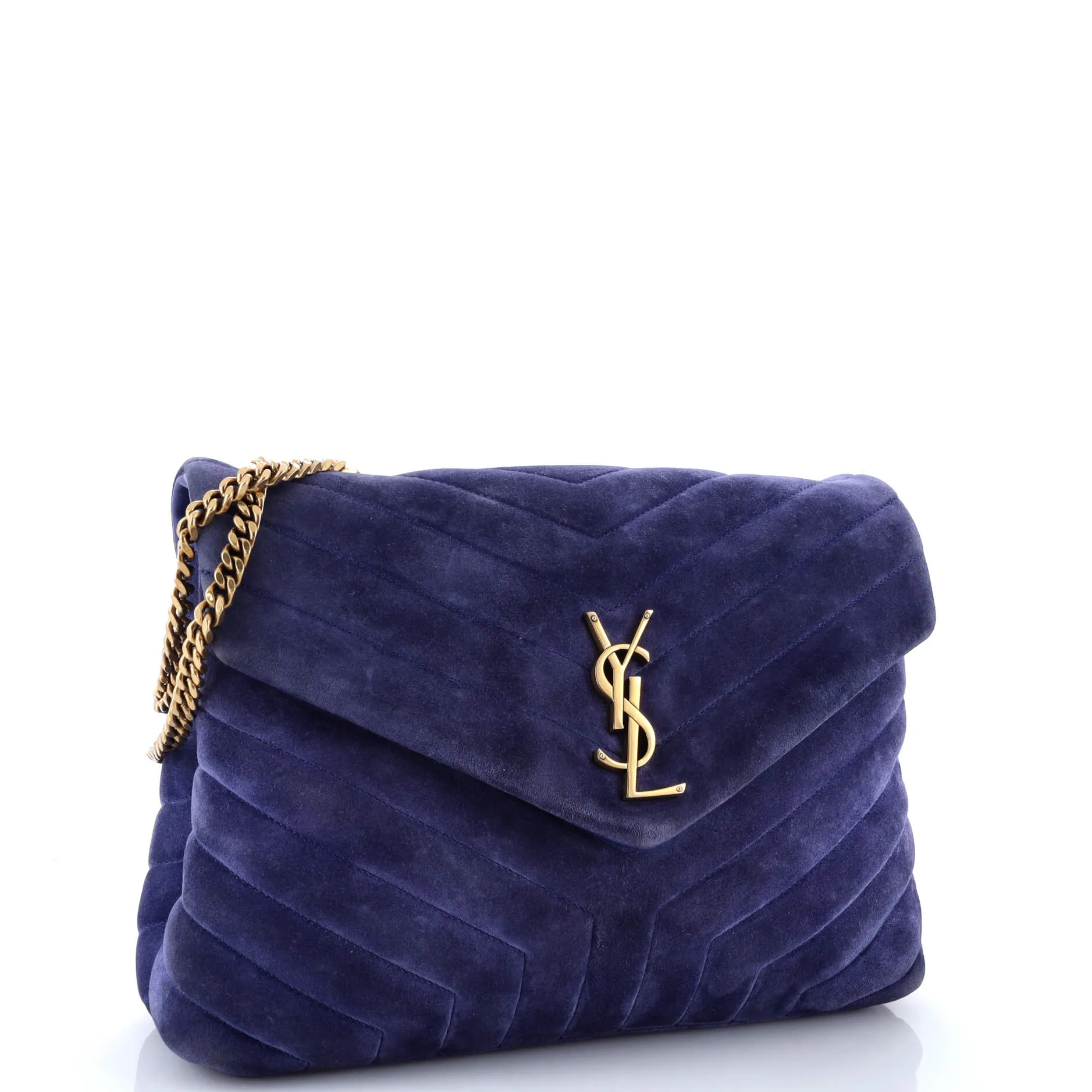 Pre-Loved Saint Laurent Loulou Shoulder Bag Matelasse Chevron Suede Medium sold by Zulily product image thumbnail 2