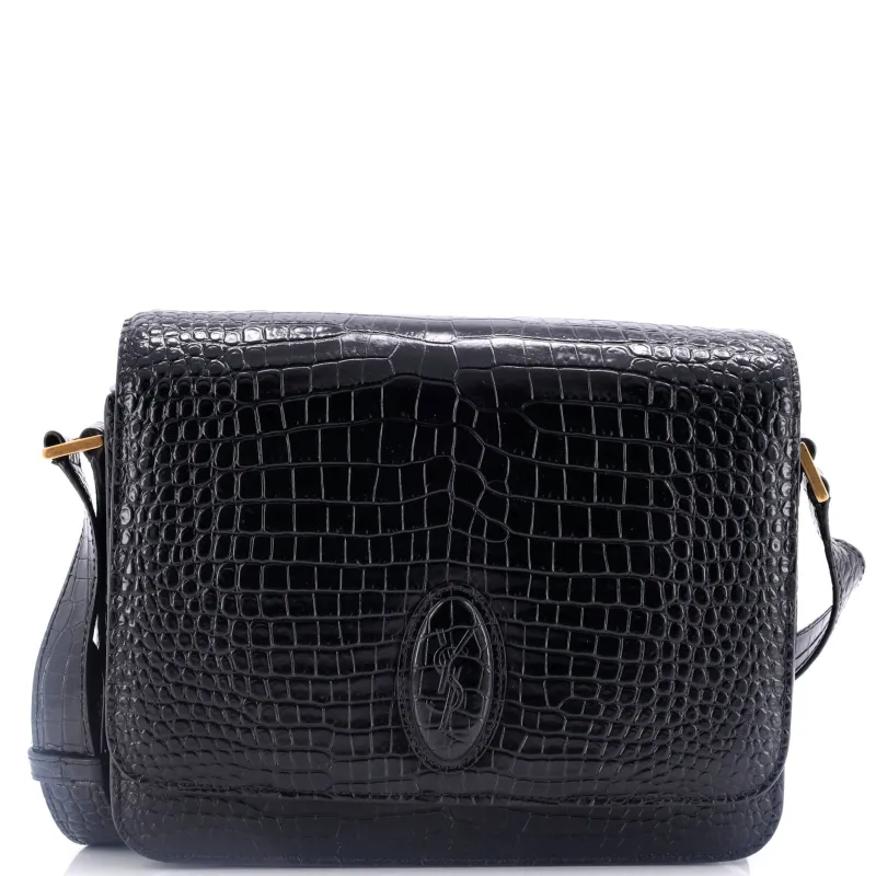 Pre-Loved Saint Laurent Le 61 Saddle Bag Crocodile Embossed Leather Medium sold by Zulily