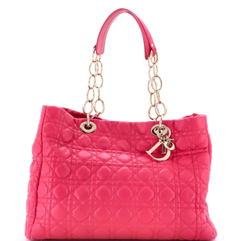 Pre-Loved Christian Dior Soft Chain Tote Cannage Quilt Lambskin Large sold by Zulily