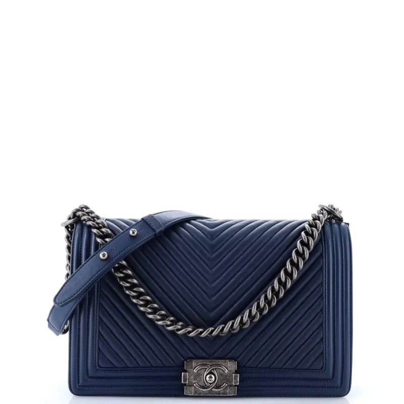 Pre-Loved Chanel Boy Flap Bag Chevron Wrinkled Lambskin New Medium sold by Zulily