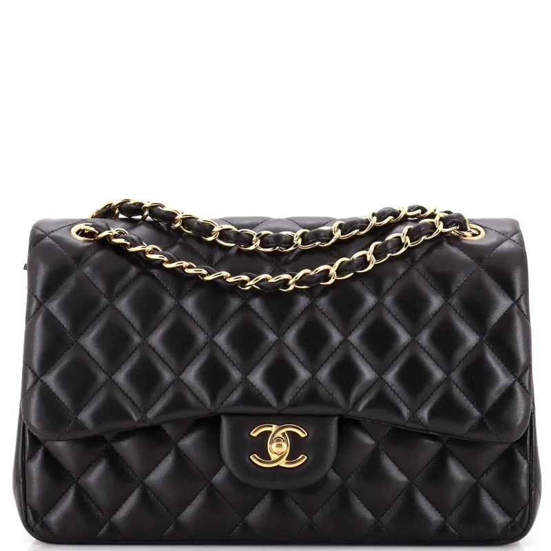 Pre-Loved Chanel Classic Double Flap Bag Quilted Lambskin Jumbo sold by Zulily
