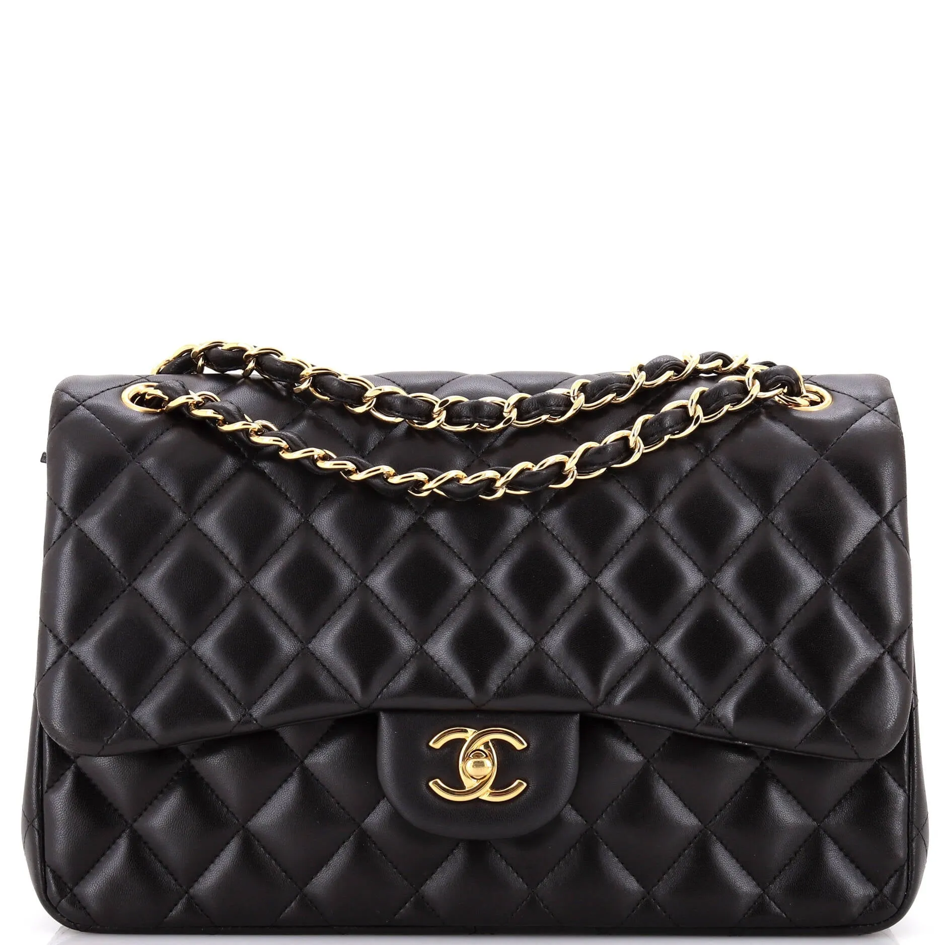 Pre-Loved Chanel Classic Double Flap Bag Quilted Lambskin Jumbo sold by Zulily