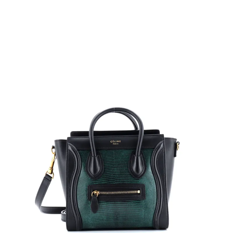Pre-Loved Celine Luggage Bag Lizard and Leather Nano sold by Zulily
