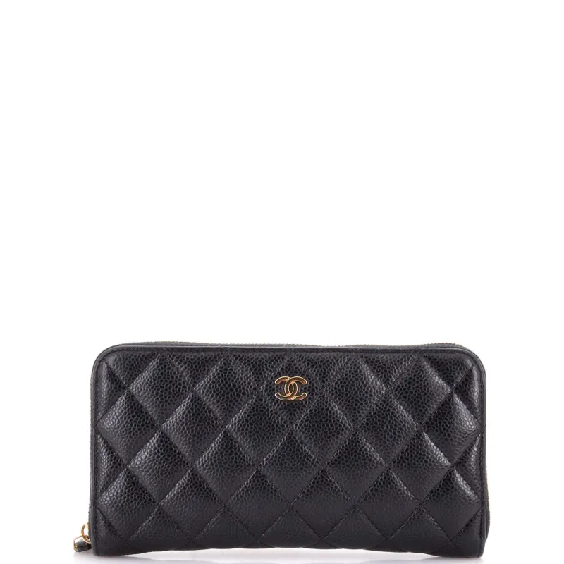Pre-Loved Chanel Zip Around Wallet Quilted Caviar Long sold by Zulily